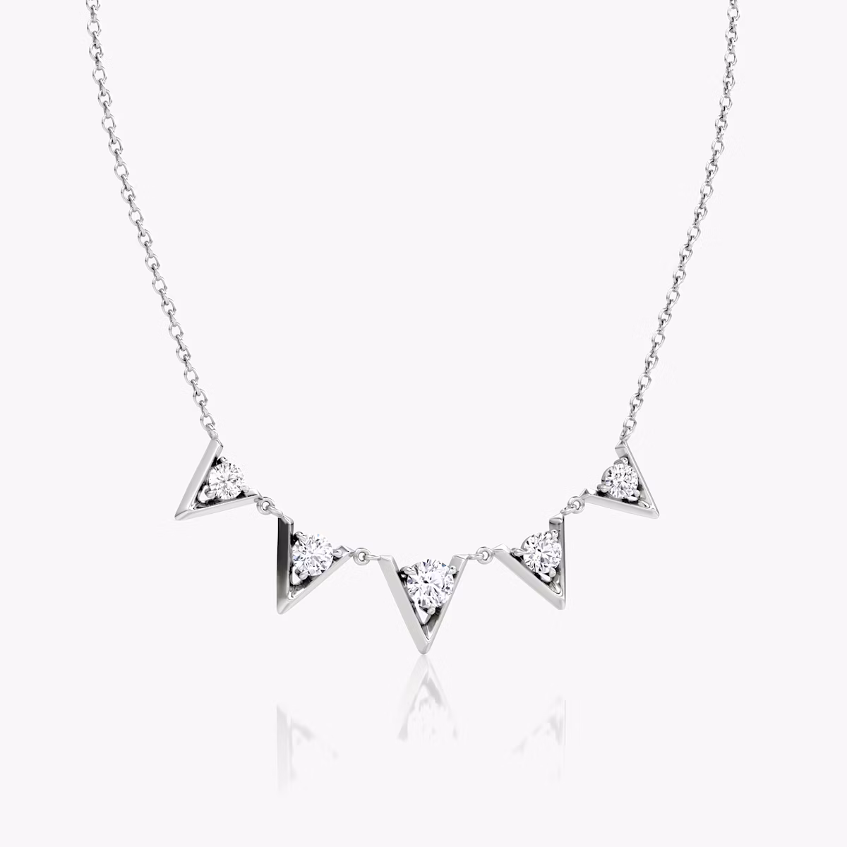 VRAI V Arc Halskette | Rund | 14k | Weißgold | diamondCount: 5 | chainLength: 16-18
