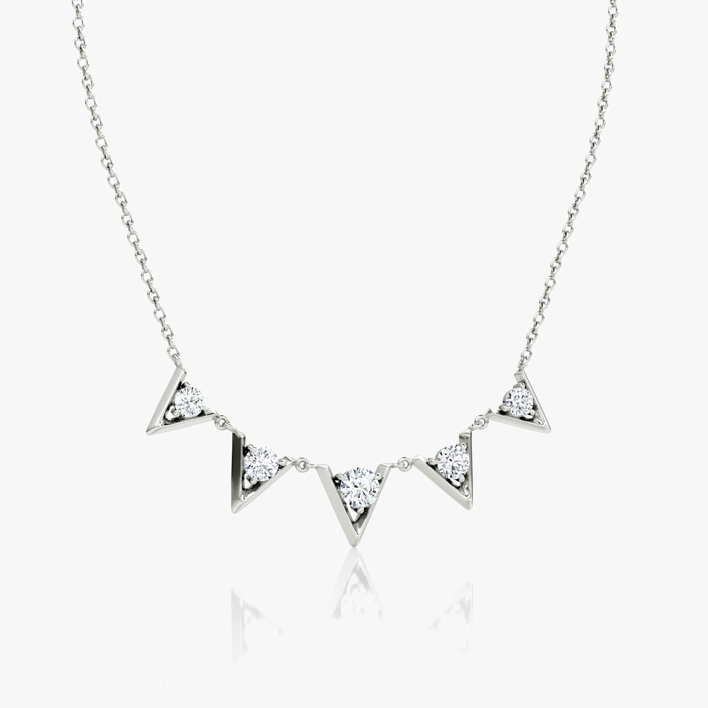 VRAI V Arc Necklace | Round Brilliant | 14k | White Gold | diamondCount: 5 | chainLength: 16-18