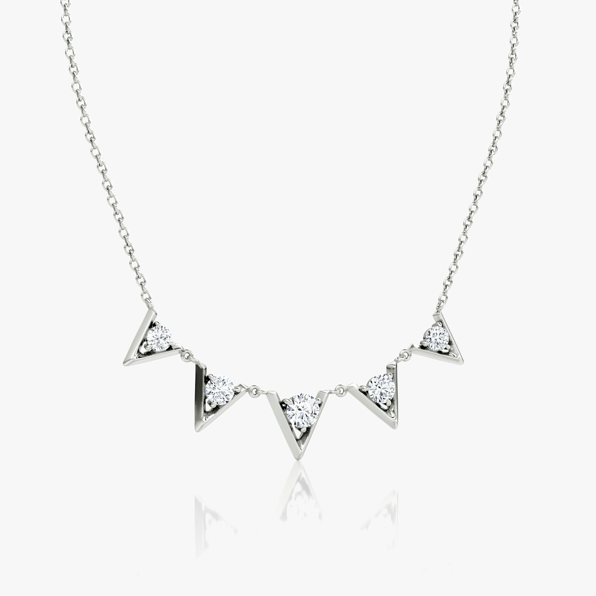 VRAI V Arc Necklace | Round Brilliant | 14k | White Gold | diamondCount: 5 | chainLength: 16-18