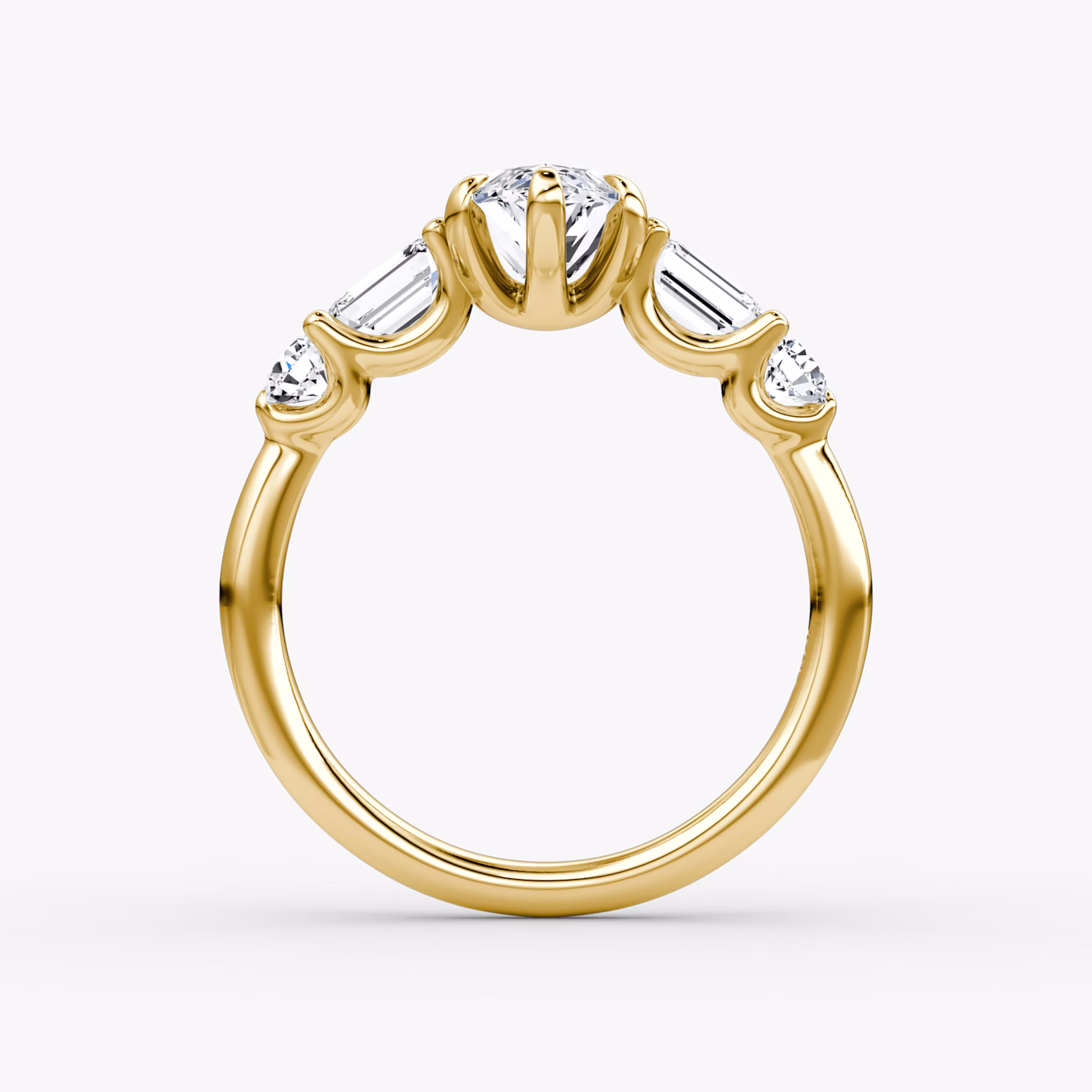 The Mixed Shape | Marquise | 18k | Yellow Gold | bandAccent: Plain | sideStoneOrientation: horizontal | sideStoneShape: Emerald and Round Brilliant | diamondOrientation: vertical | caratWeight: other