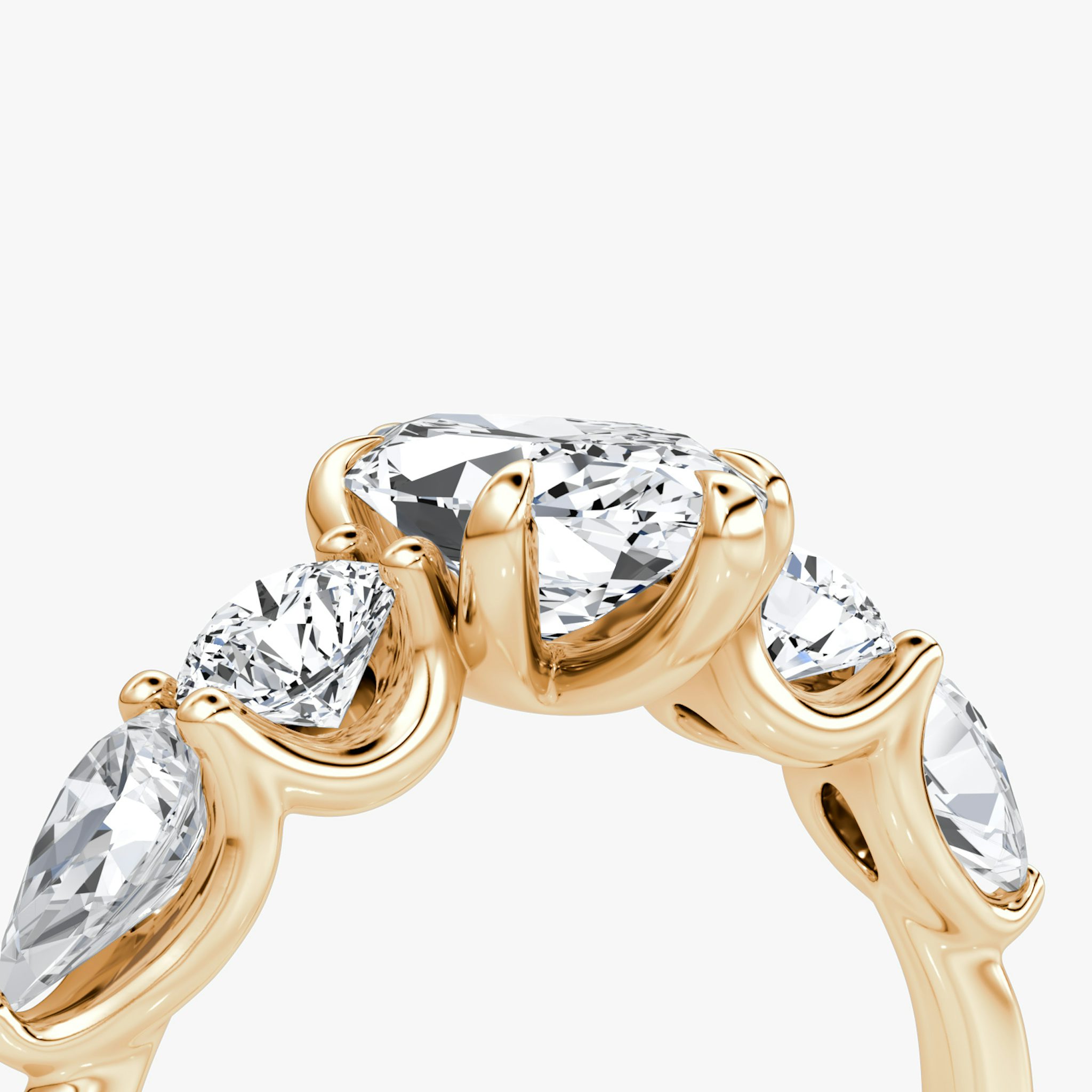 The Mixed Shape | Marquise | 14k | Rose Gold | bandAccent: Plain | sideStoneOrientation: horizontal | sideStoneShape: Round Brilliant and Pear | diamondOrientation: vertical | caratWeight: other