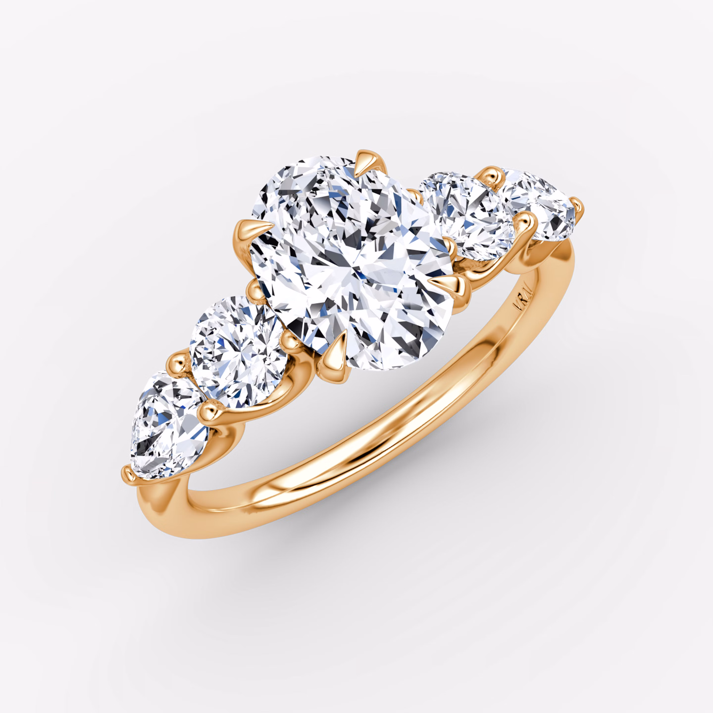 Mixed Shape Rose Gold Engagement Ring