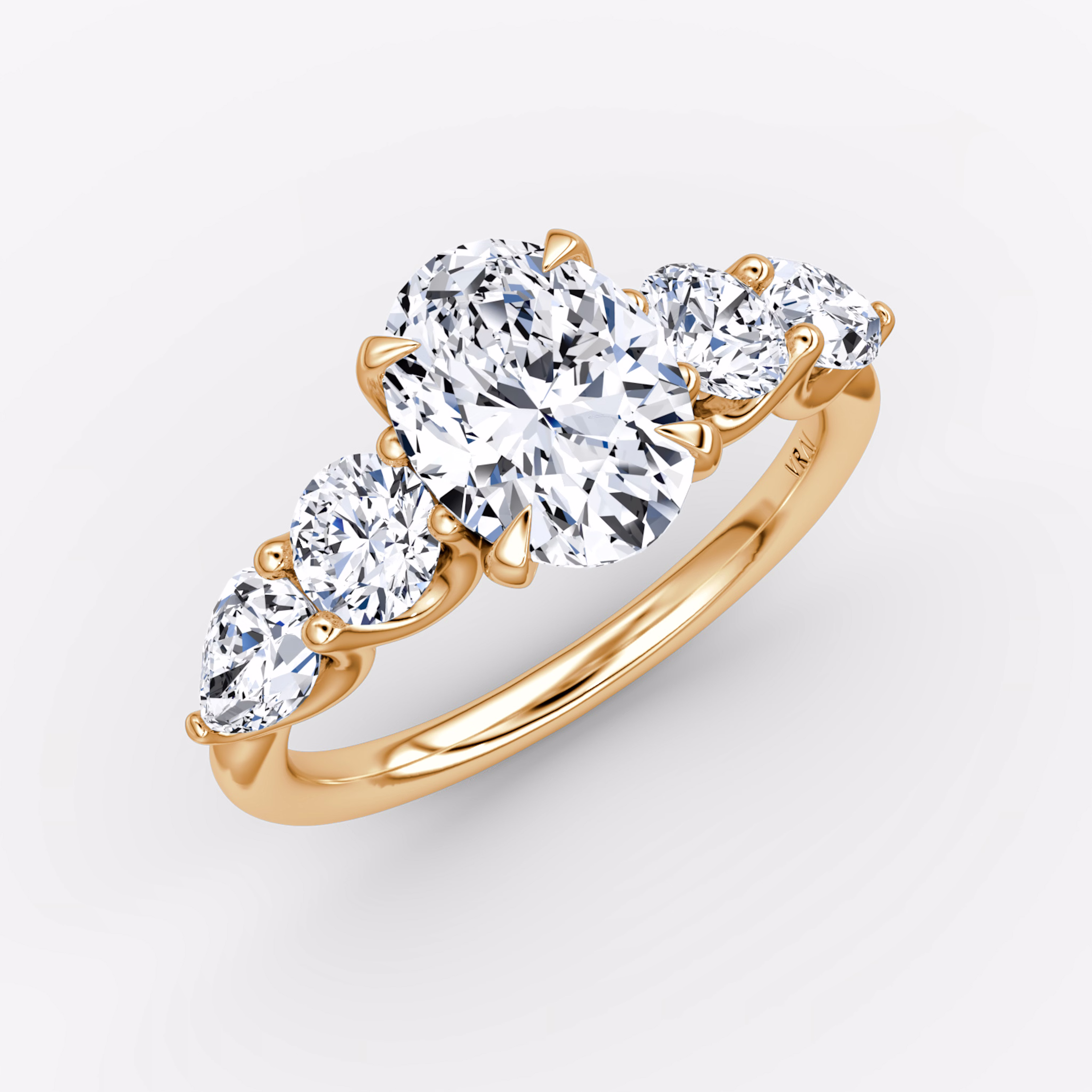 Mixed Shape Rose Gold Engagement Ring