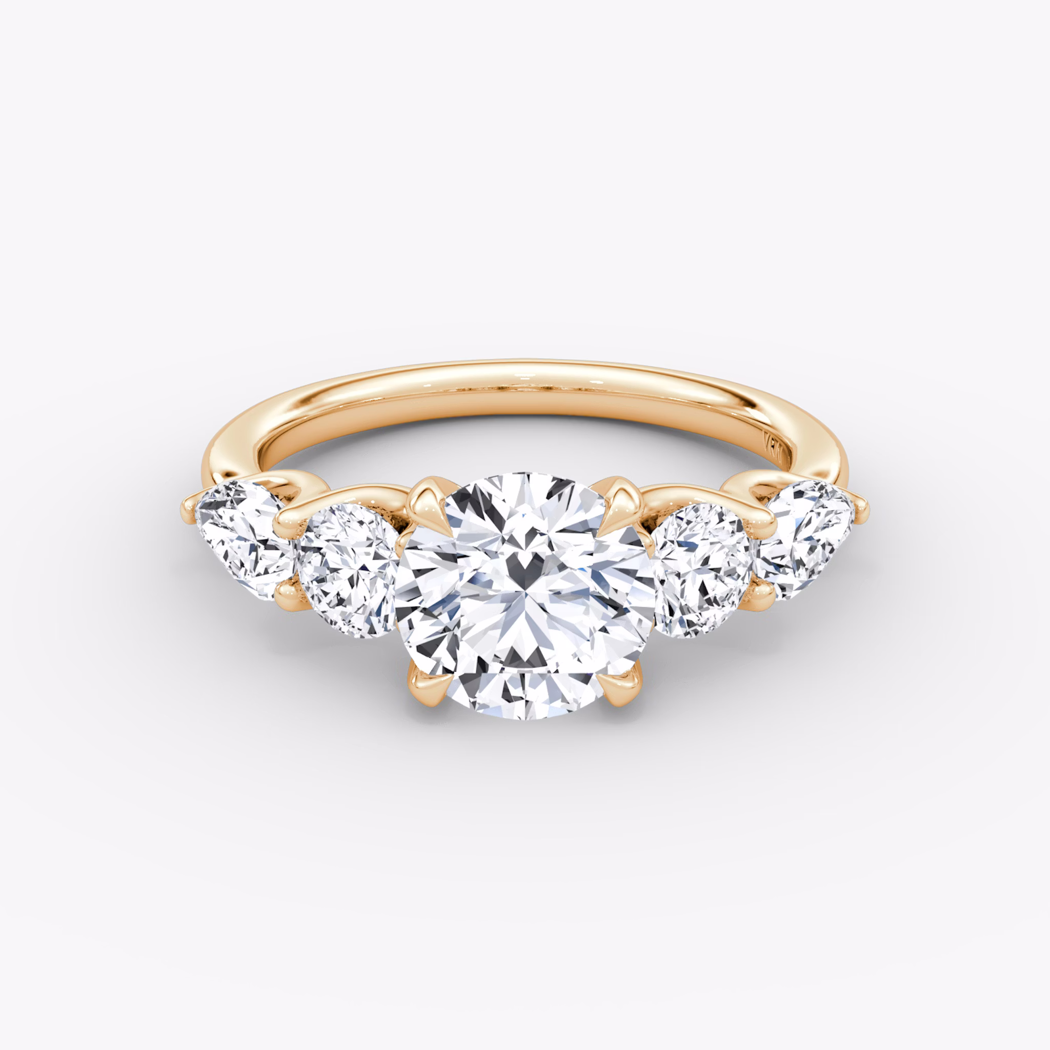 The Mixed Shape | Round Brilliant | 14k | Rose Gold | bandAccent: Plain | caratWeight: other | sideStoneOrientation: horizontal | sideStoneShape: Round Brilliant and Pear | diamondOrientation: vertical