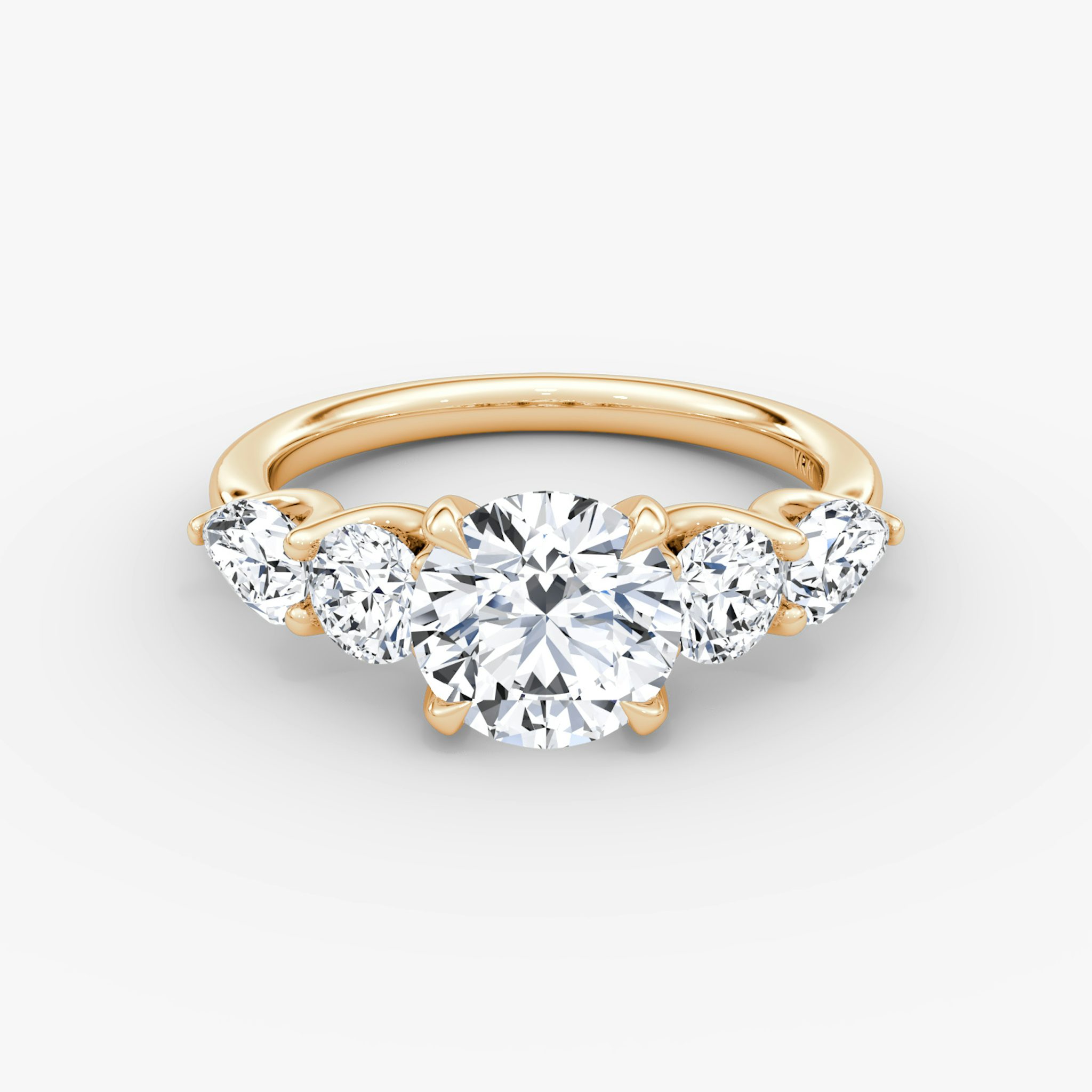 The Mixed Shape | Round Brilliant | 14k | Rose Gold | bandAccent: Plain | caratWeight: other | sideStoneOrientation: horizontal | sideStoneShape: Round Brilliant and Pear | diamondOrientation: vertical