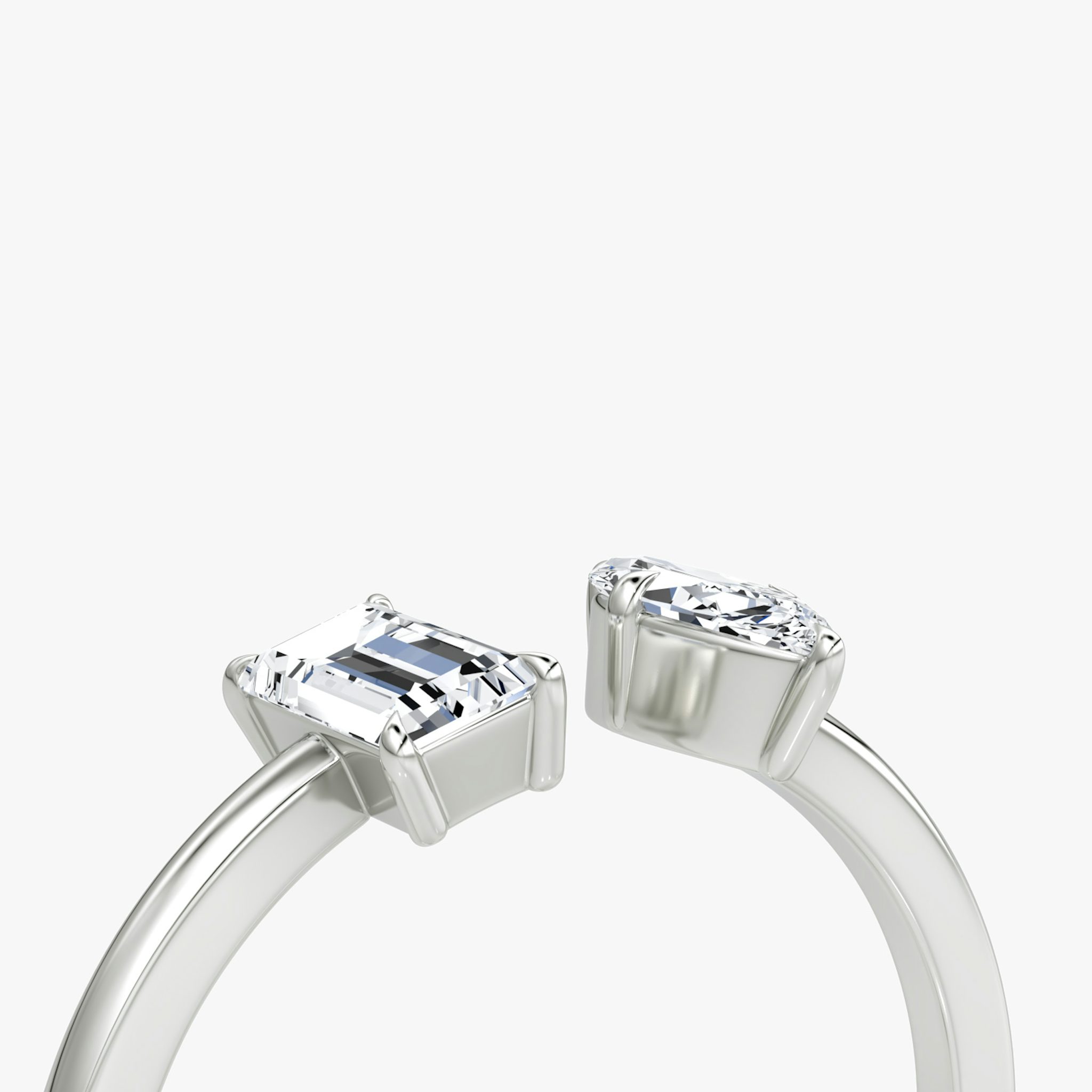 Silver Mixed Cuff Ring | Baguette and Marquise | Sterling Silver