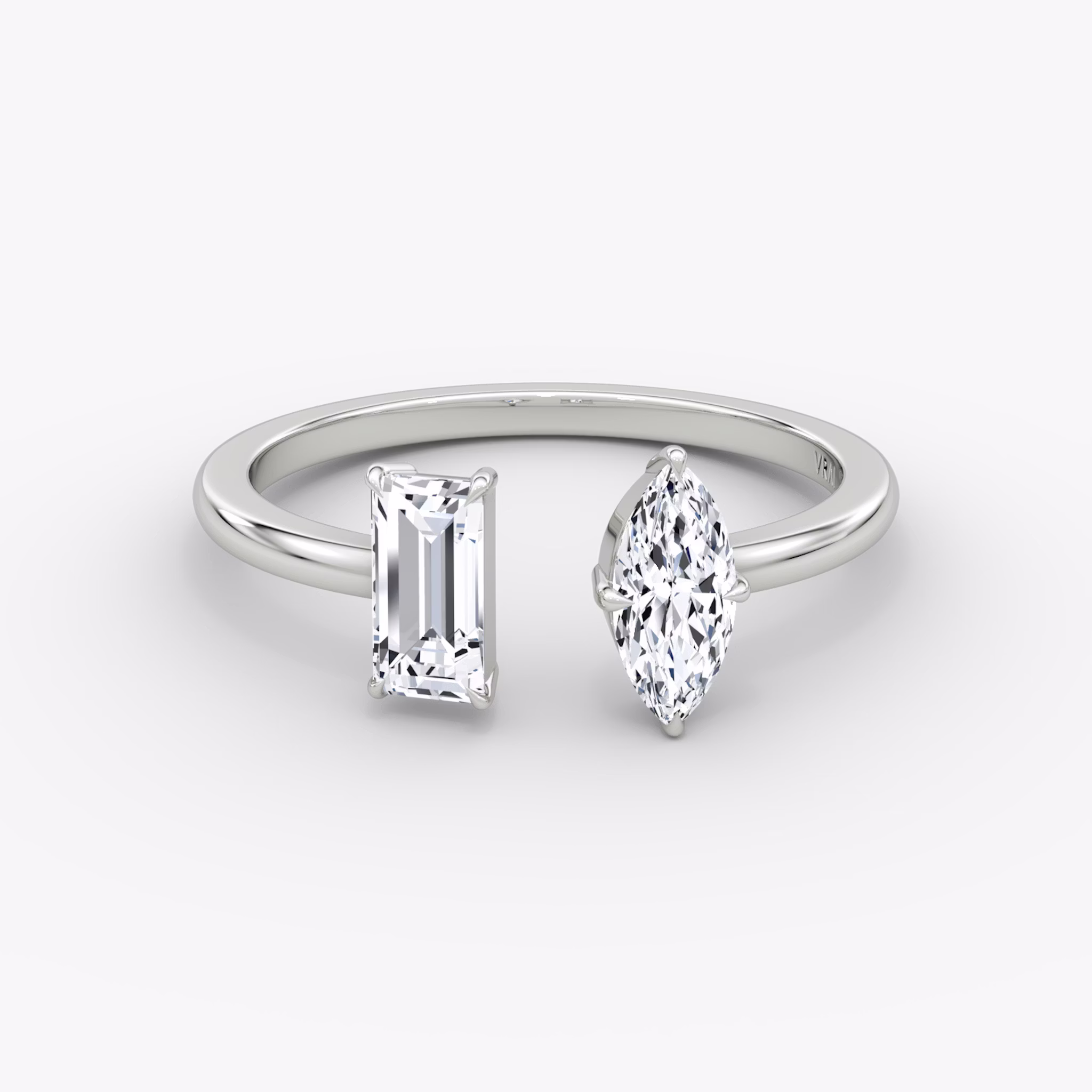 Silver Mixed Cuff Ring | Baguette and Marquise | Sterling Silver