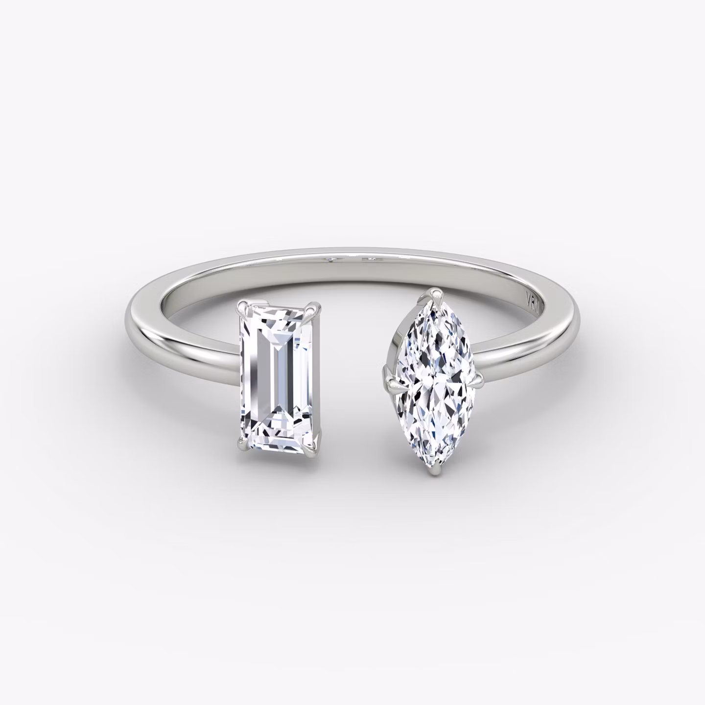 Mixed Cuff Ring Baguette and Marquise | Sterling Silver