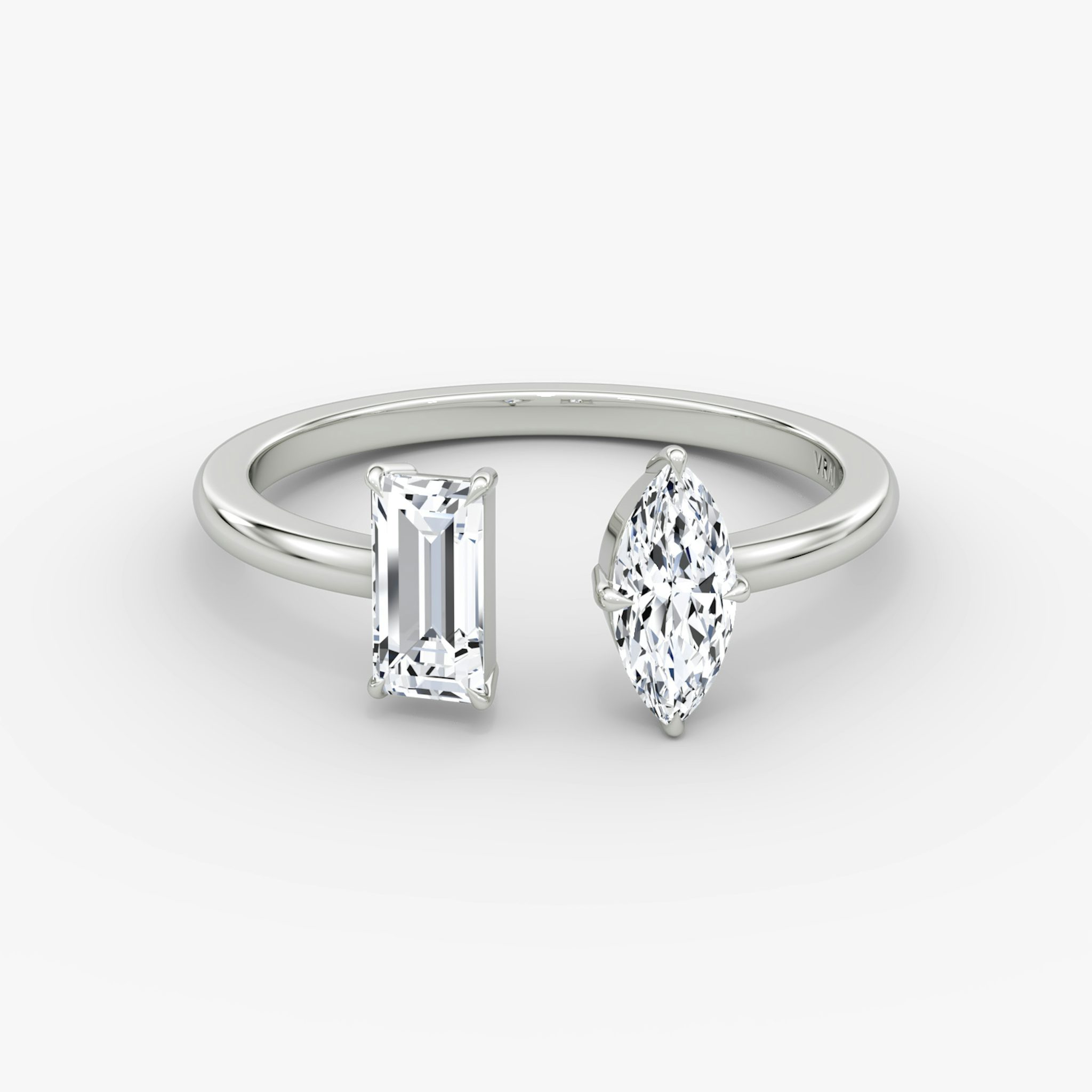 Silver Mixed Cuff Ring | Baguette and Marquise | Sterling Silver