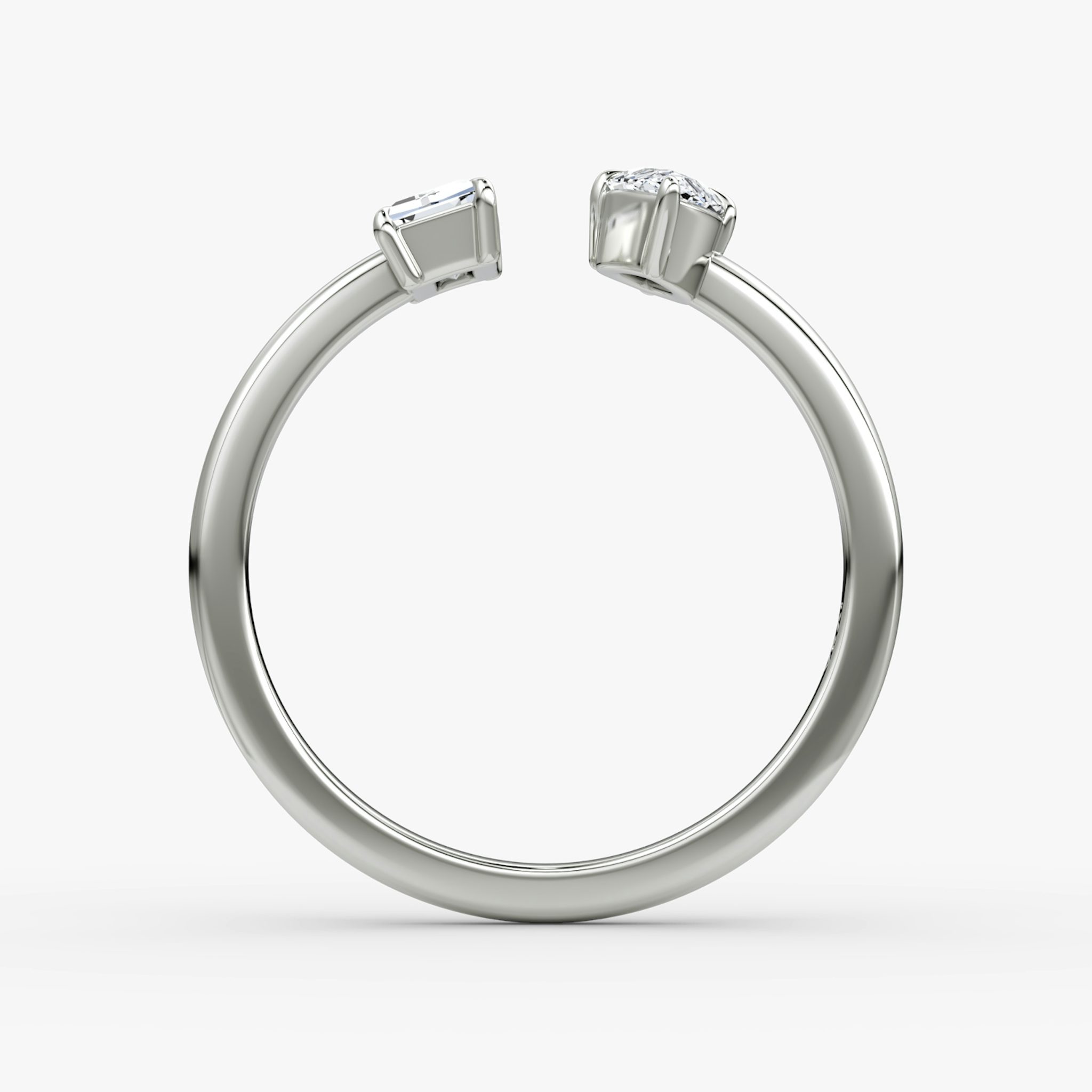 Silver Mixed Cuff Ring | Baguette and Marquise | Sterling Silver