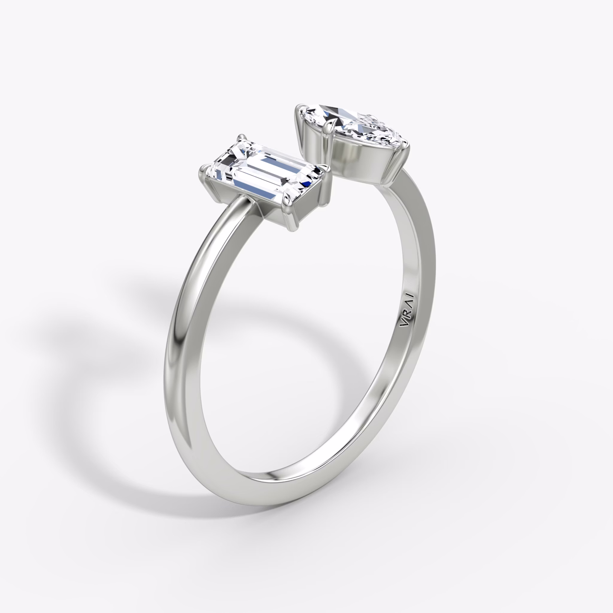 Silver Mixed Cuff Ring | Baguette and Marquise | Sterling Silver