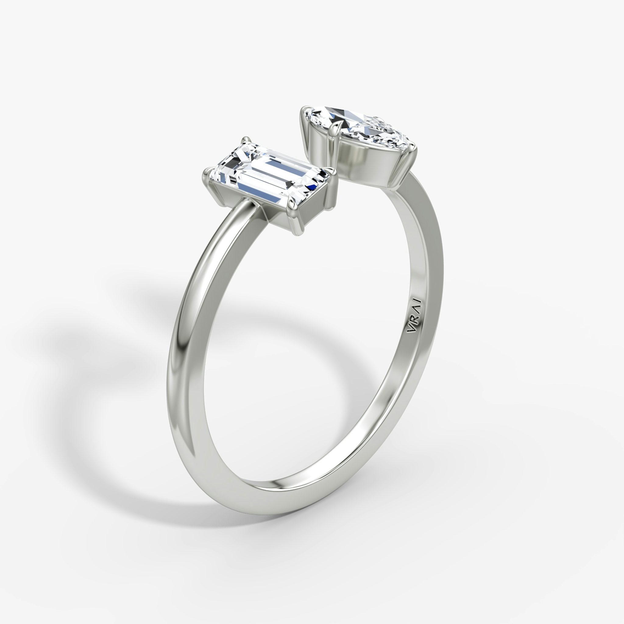 Silver Mixed Cuff Ring | Baguette and Marquise | Sterling Silver