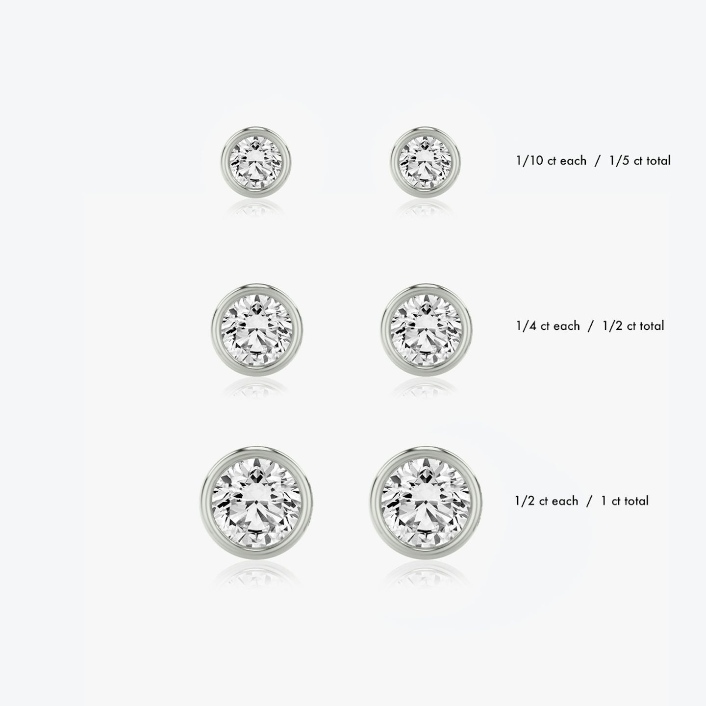 Bezel Solitaire Stud | Round Brilliant | Sterling Silver | caratWeight: 0.25ct