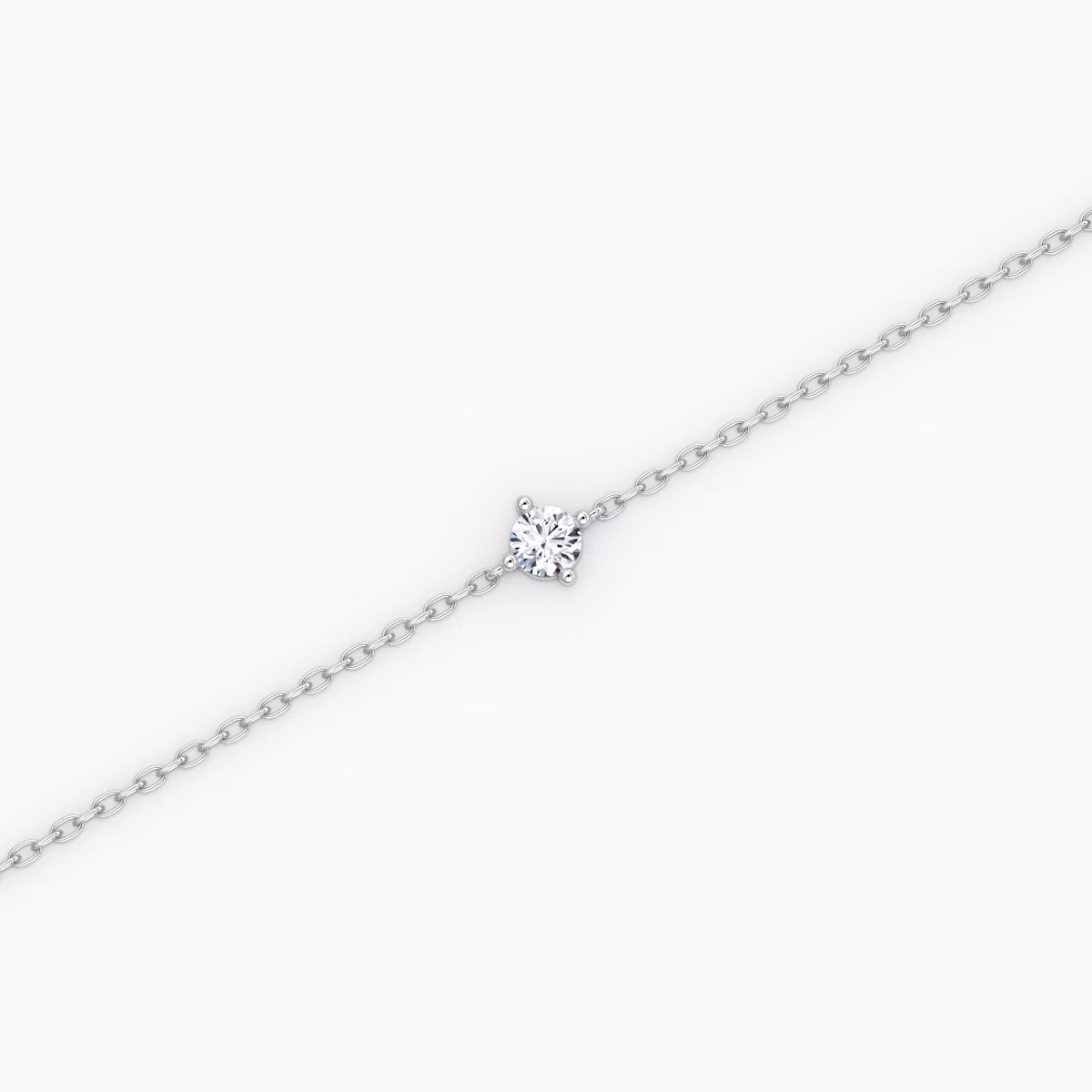 Petite Solitaire Bracelet | Round Brilliant | Sterling Silver | chainLength: 6.5-7