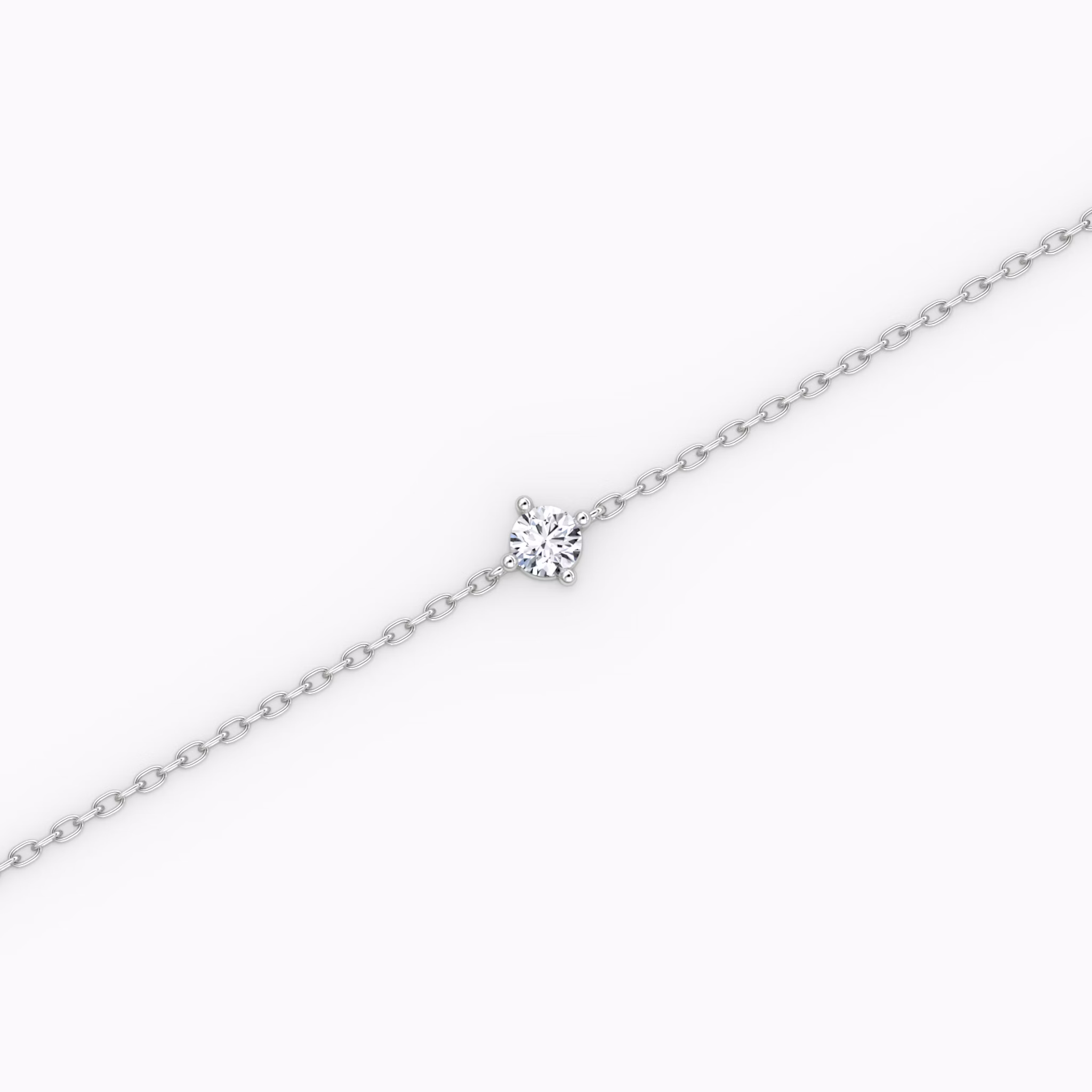 Petite Solitaire Bracelet | Round Brilliant | Sterling Silver | chainLength: 6.5-7