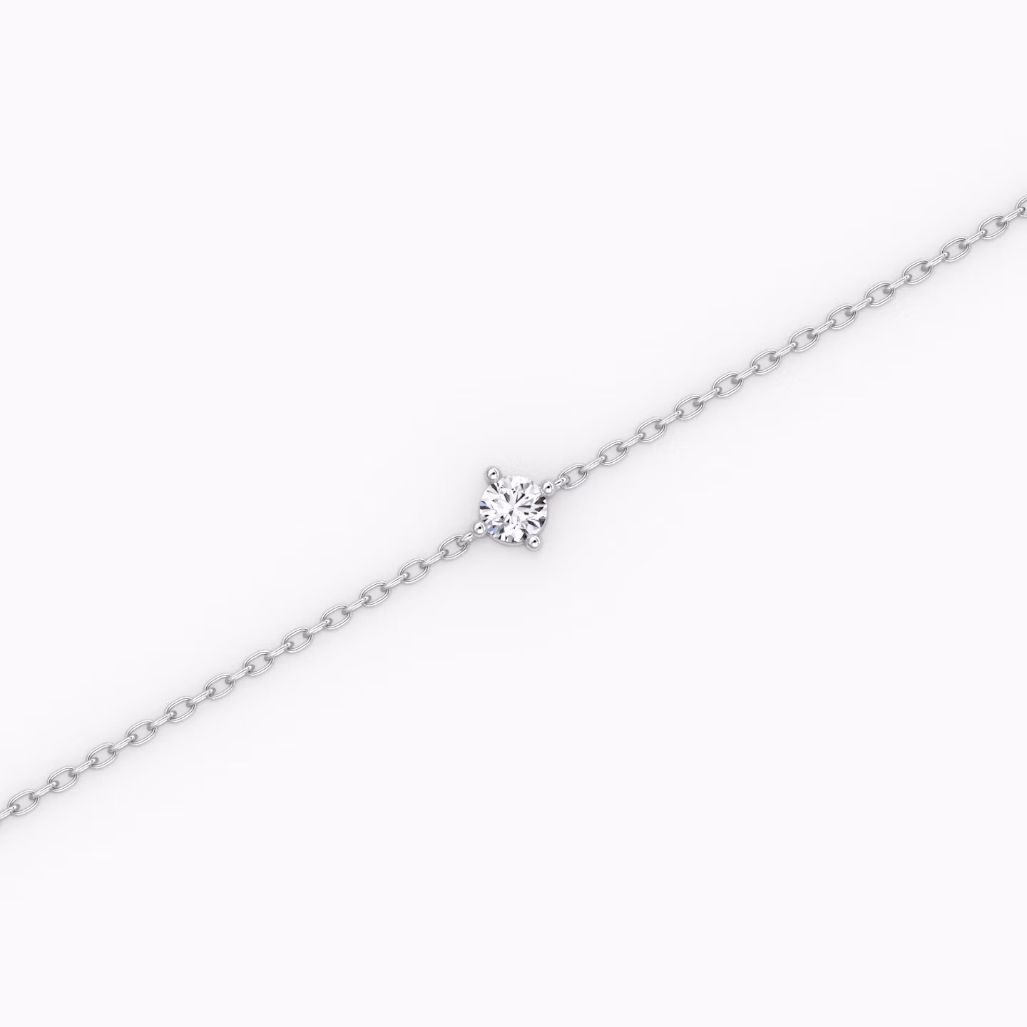 Petite Solitaire Bracelet | Round Brilliant | 14k | White Gold | chainLength: 6.5-7