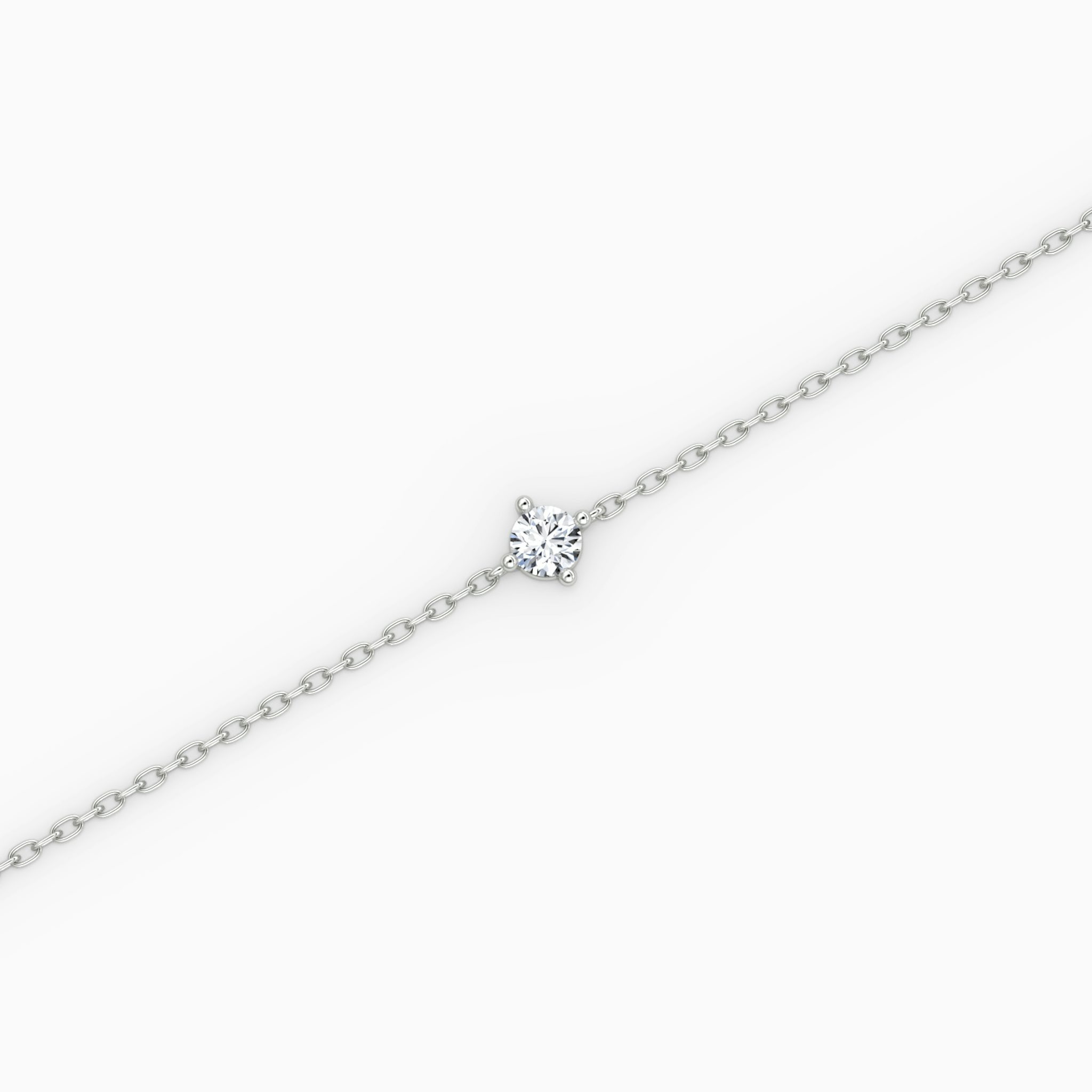 Petite Solitaire Bracelet | Round Brilliant | Sterling Silver | chainLength: 6.5-7