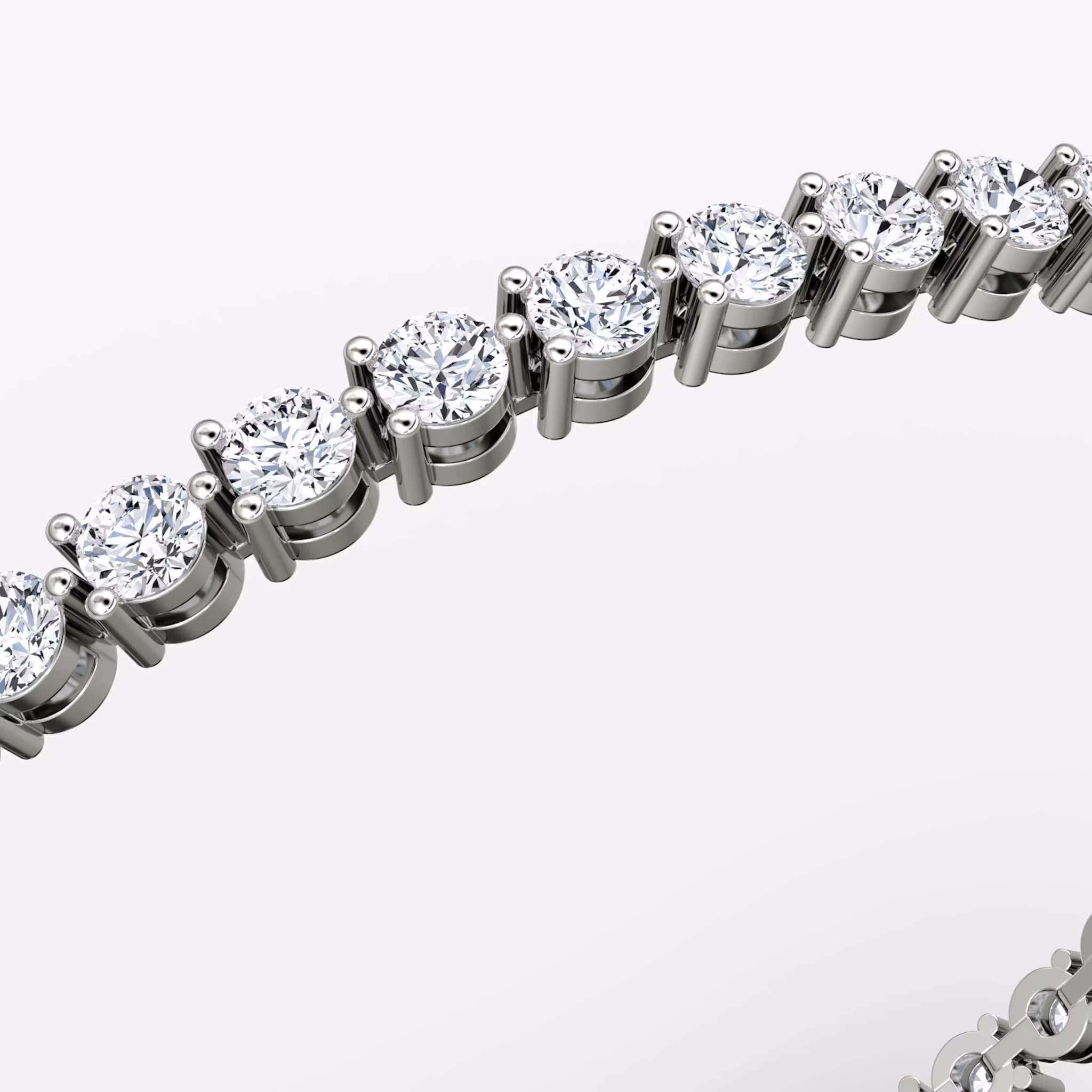 Tennis Bracelet | Round Brilliant | 14k | White Gold | diamondSize: medium | chainLength: 8