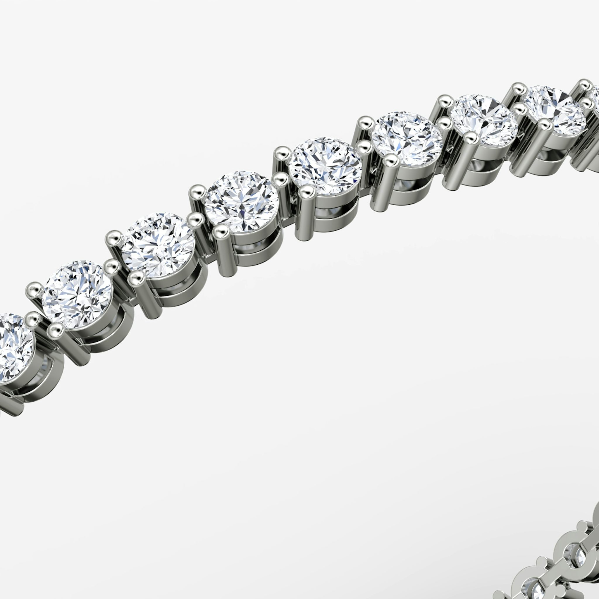 Tennis Bracelet | Round Brilliant | 14k | White Gold | diamondSize: medium | chainLength: 8