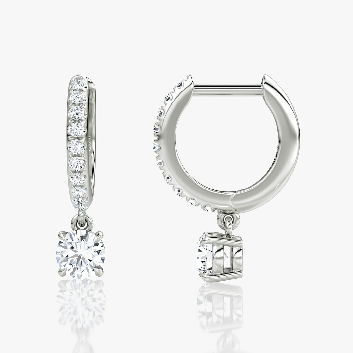 Solitaire Drop Huggie Hoop | Round Brilliant | Sterling Silver | hoopAccent: Pavé | caratWeight: 0.25ct