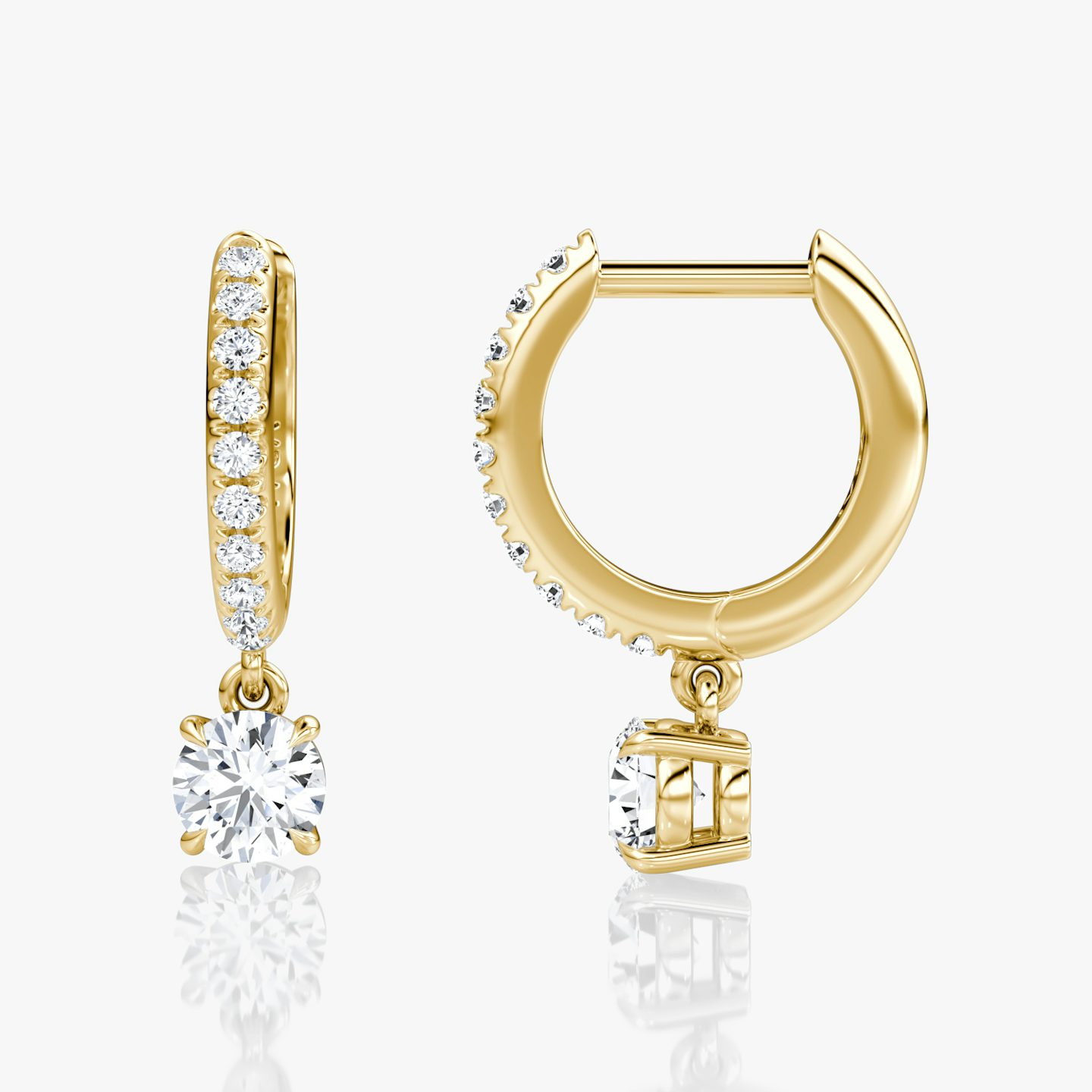 Pendiente de Aro Solitario Huggie | Brillante | 14k | Oro amarillo | hoopAccent: Pavé | caratWeight: 0.25ct