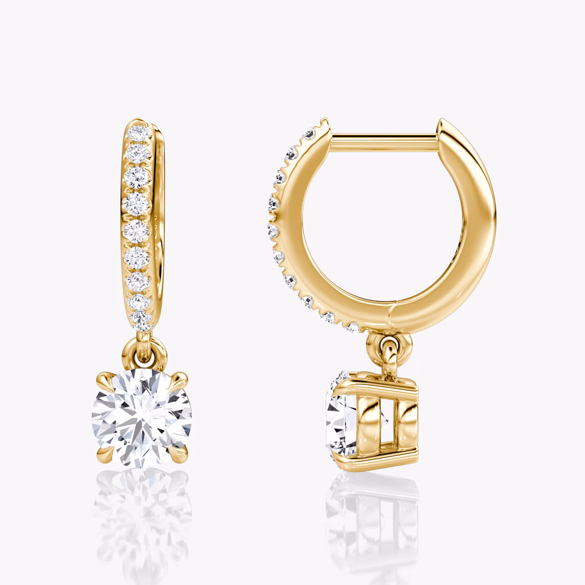Pendiente de Aro Solitario Huggie | Brillante | 14k | Oro amarillo | hoopAccent: Pavé | caratWeight: 0.50ct