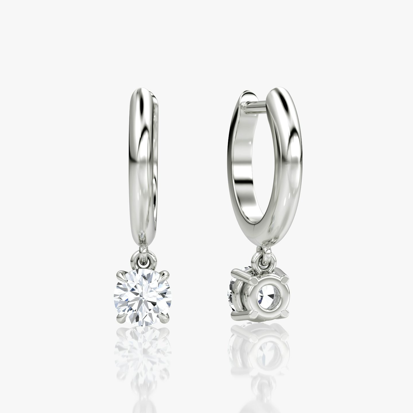 Solitaire Drop Huggie Hoop | Round Brilliant | 14k | White Gold | hoopAccent: Plain | caratWeight: 0.25ct