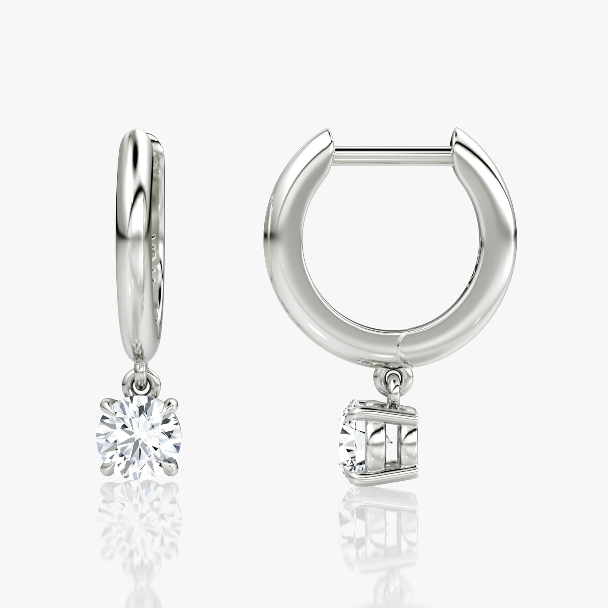 Solitaire Drop Huggie Hoop | Round Brilliant | Sterling Silver | hoopAccent: Plain | caratWeight: 0.25ct