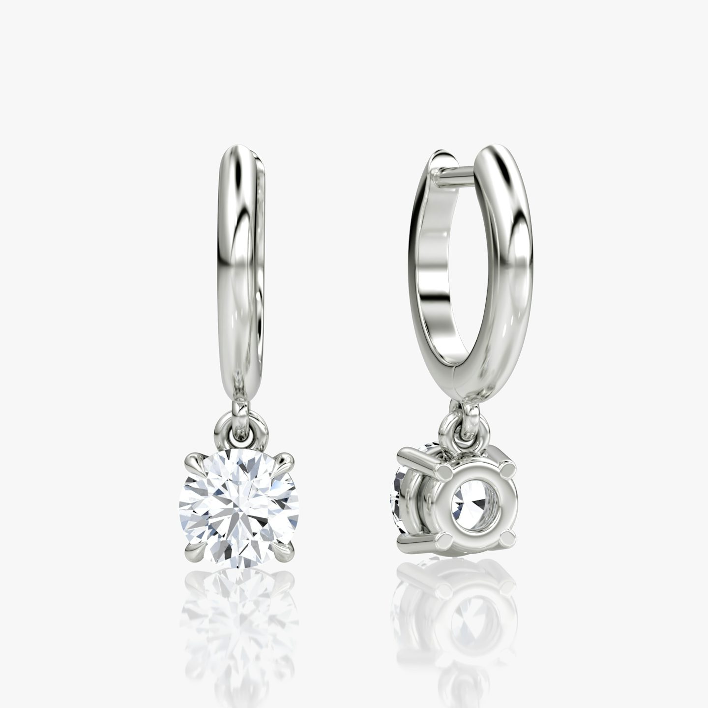 Solitaire Drop Huggie Hoop | Round Brilliant | Sterling Silver | hoopAccent: Plain | caratWeight: 0.50ct