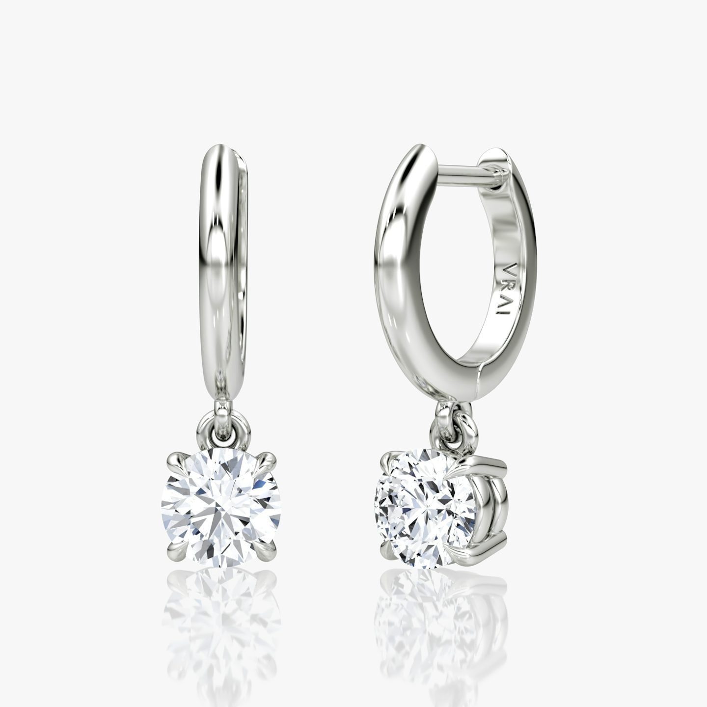 Solitaire Drop Huggie Hoop | Round Brilliant | Sterling Silver | hoopAccent: Plain | caratWeight: 0.50ct
