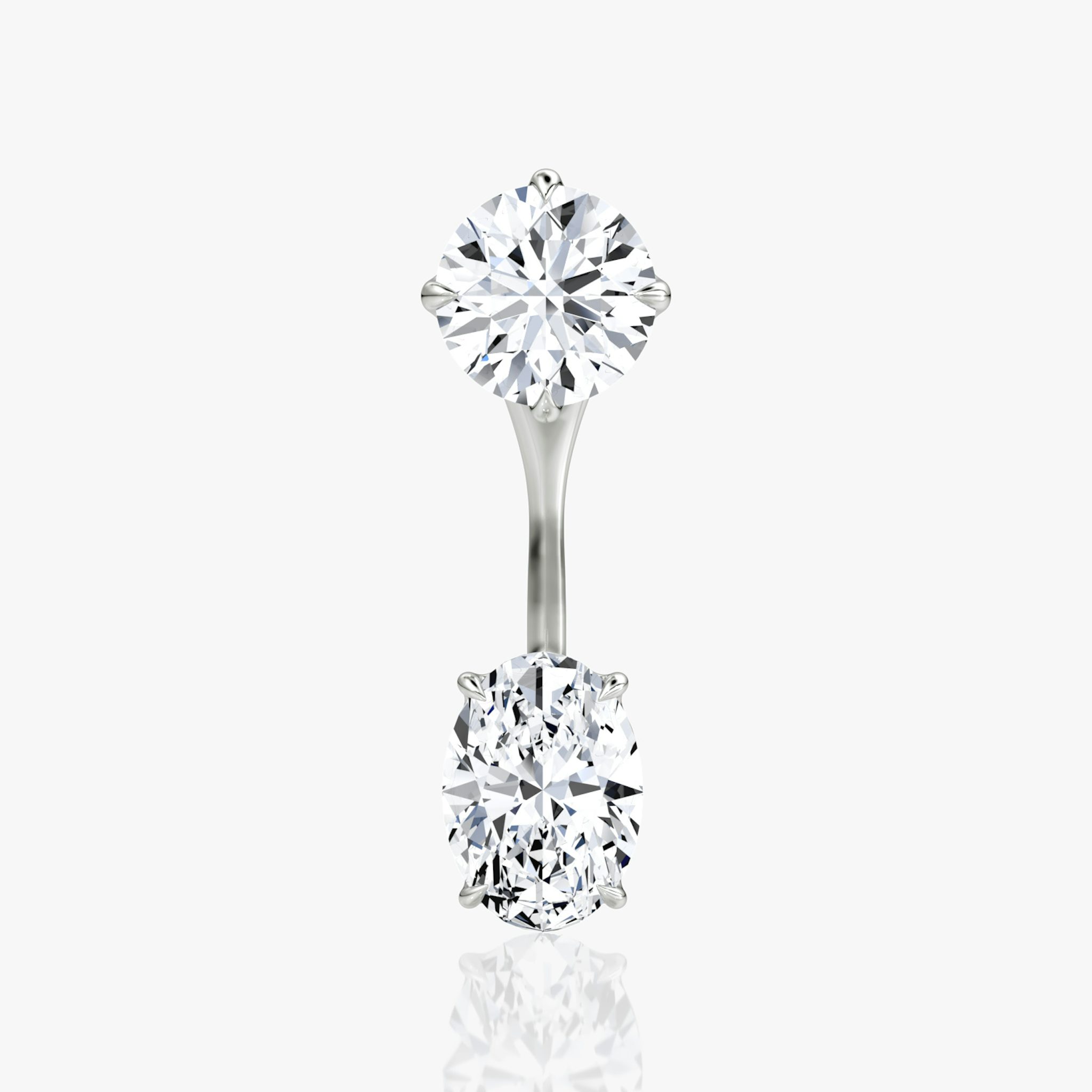 Solitaire Stud & Ear Jacket | 14k | White Gold | bottomDiamondShape: Oval | topDiamondShape: Round Brilliant | caratWeight: 1ct