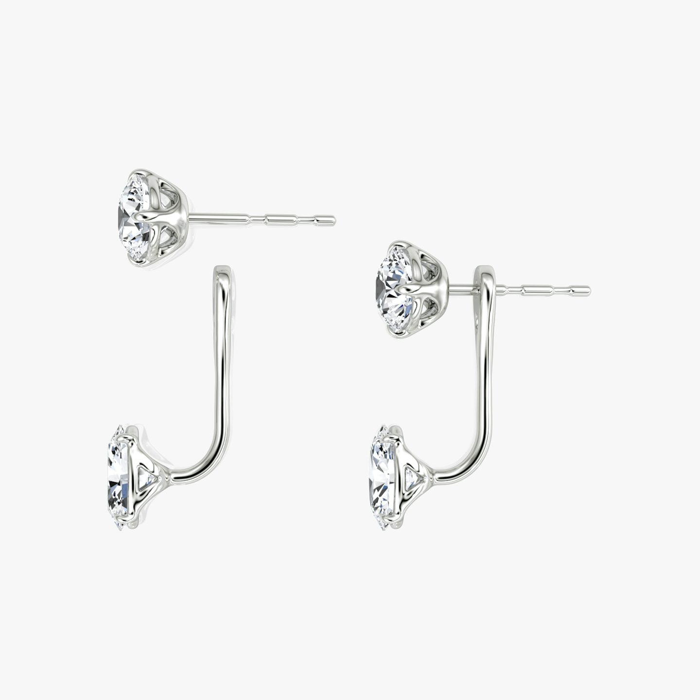 Solitaire Stud & Ear Jacket | 14k | White Gold | bottomDiamondShape: Oval | topDiamondShape: Round Brilliant | caratWeight: 1ct