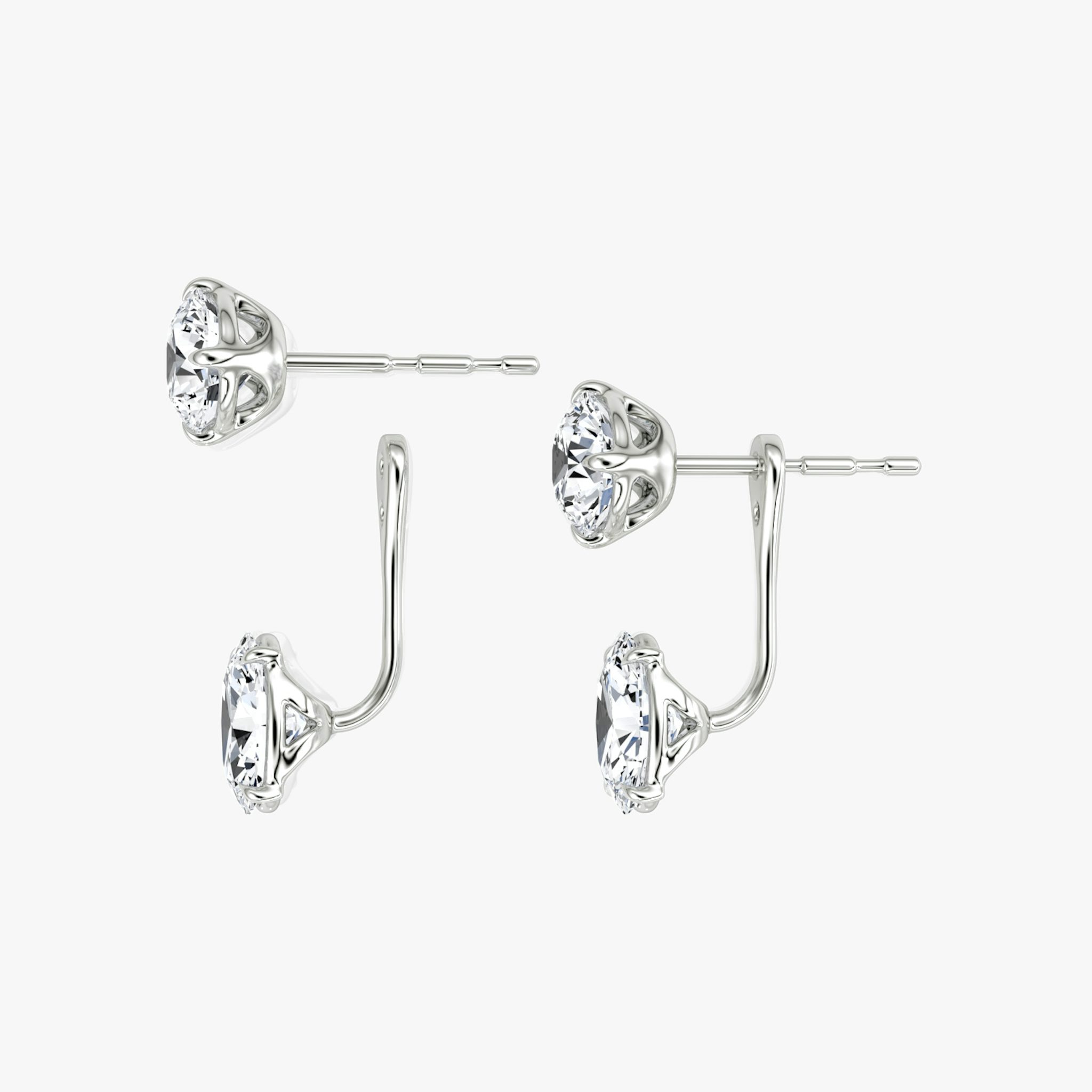 Solitaire Stud & Ear Jacket | 14k | White Gold | bottomDiamondShape: Oval | topDiamondShape: Round Brilliant | caratWeight: 2ct