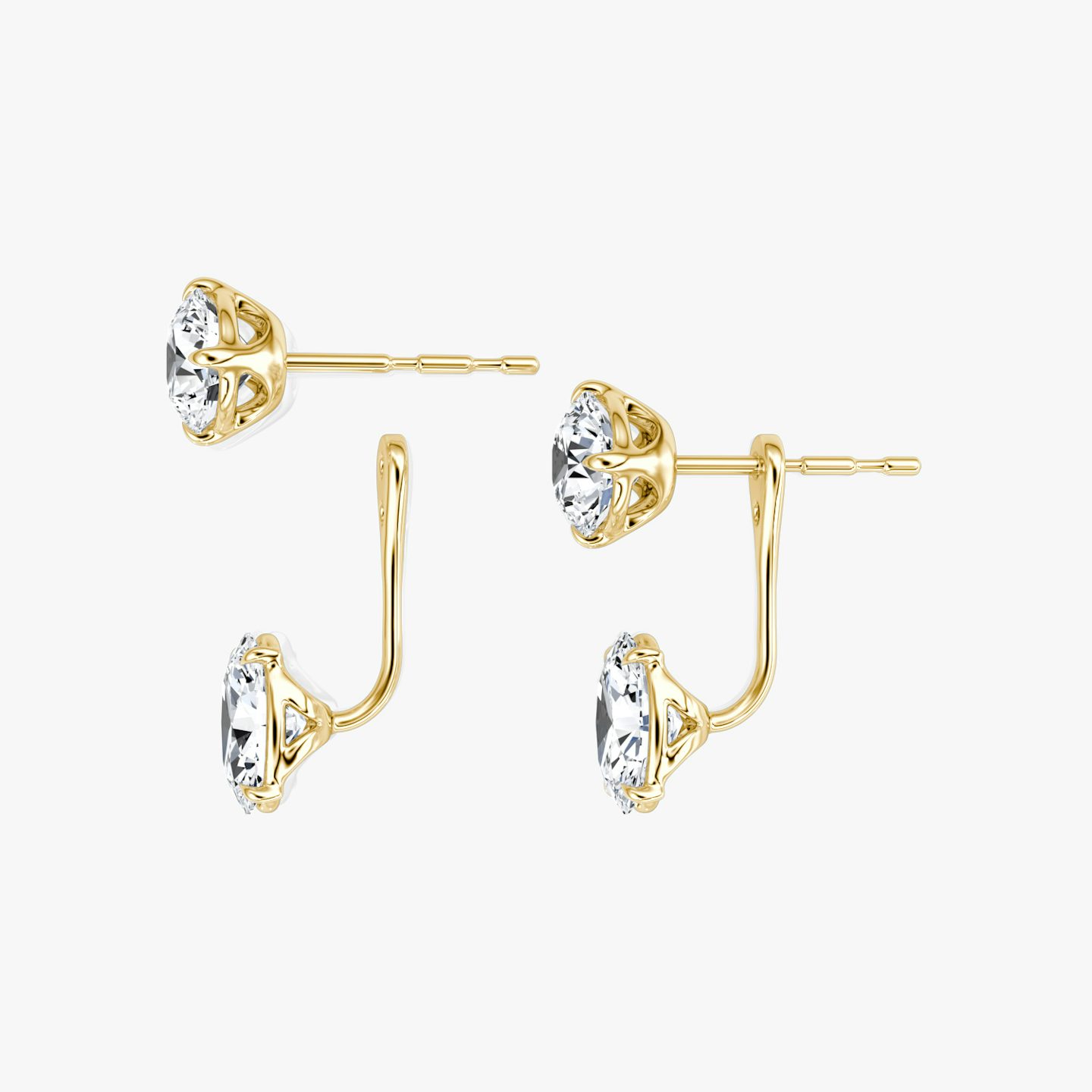 Solitaire Stud & Ear Jacket | 14k | Yellow Gold | bottomDiamondShape: Oval | topDiamondShape: Round Brilliant | caratWeight: 2ct