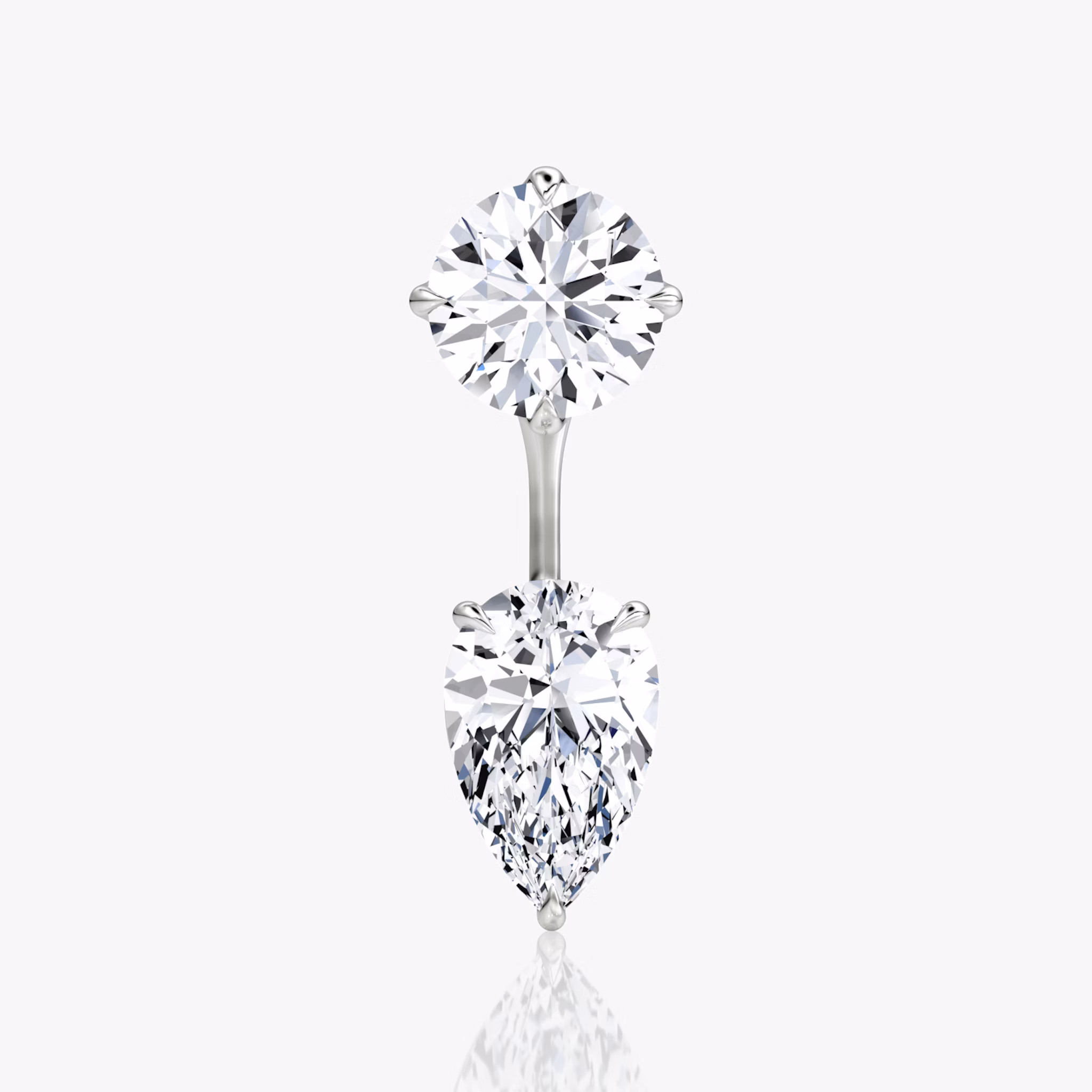 Solitaire Stud & Ear Jacket | 14k | White Gold | bottomDiamondShape: Pear | topDiamondShape: Round Brilliant | caratWeight: 2ct