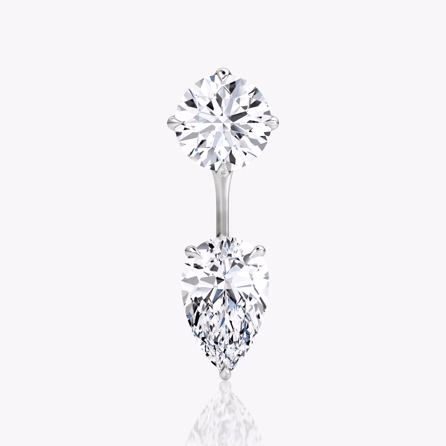 Solitaire Stud & Ear Jacket | 14k | White Gold | bottomDiamondShape: Pear | topDiamondShape: Round Brilliant | caratWeight: 2ct