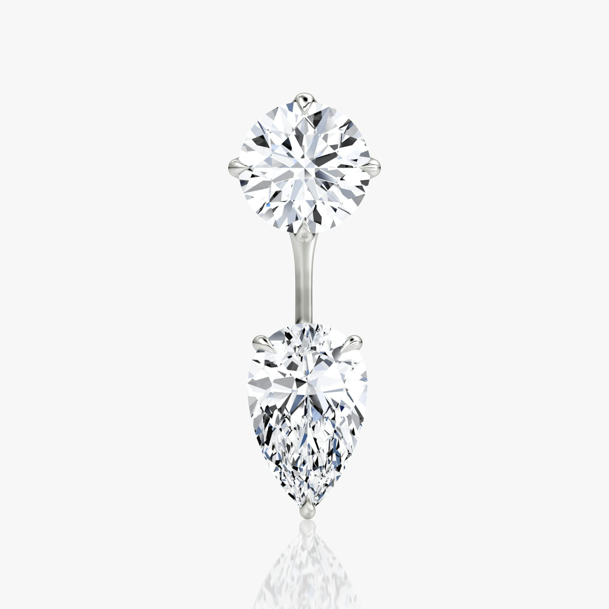 Solitaire Stud & Ear Jacket | 14k | White Gold | bottomDiamondShape: Pear | topDiamondShape: Round Brilliant | caratWeight: 2ct