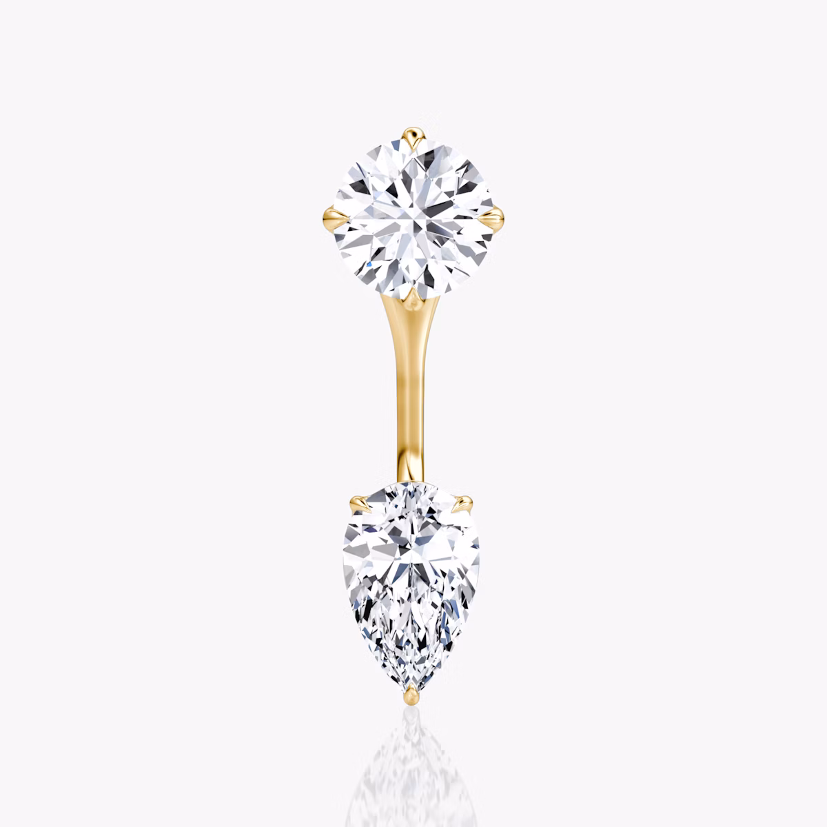 Solitaire Stud & Ear Jacket | 14k | Yellow Gold | bottomDiamondShape: Pear | topDiamondShape: Round Brilliant | caratWeight: 1ct