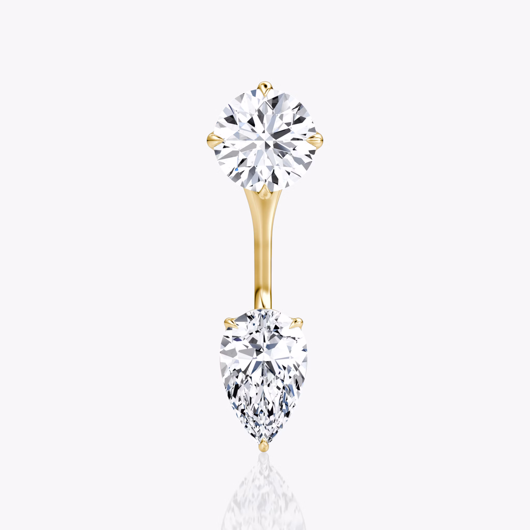 Solitaire Stud & Ear Jacket | 14k | Yellow Gold | bottomDiamondShape: Pear | topDiamondShape: Round Brilliant | caratWeight: 1ct