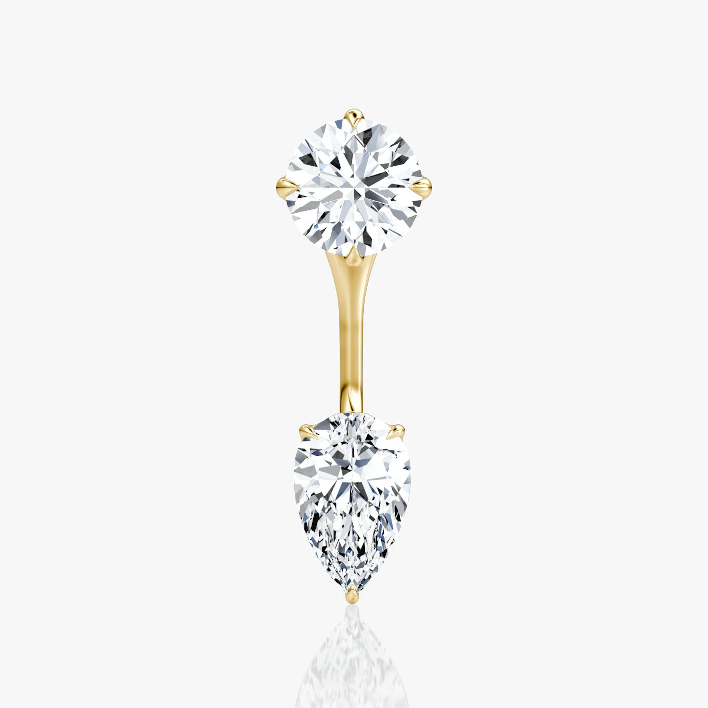 Solitaire Stud & Ear Jacket | 14k | Or jaune | bottomDiamondShape: Poire | topDiamondShape: Rond Brillant | caratWeight: 1ct