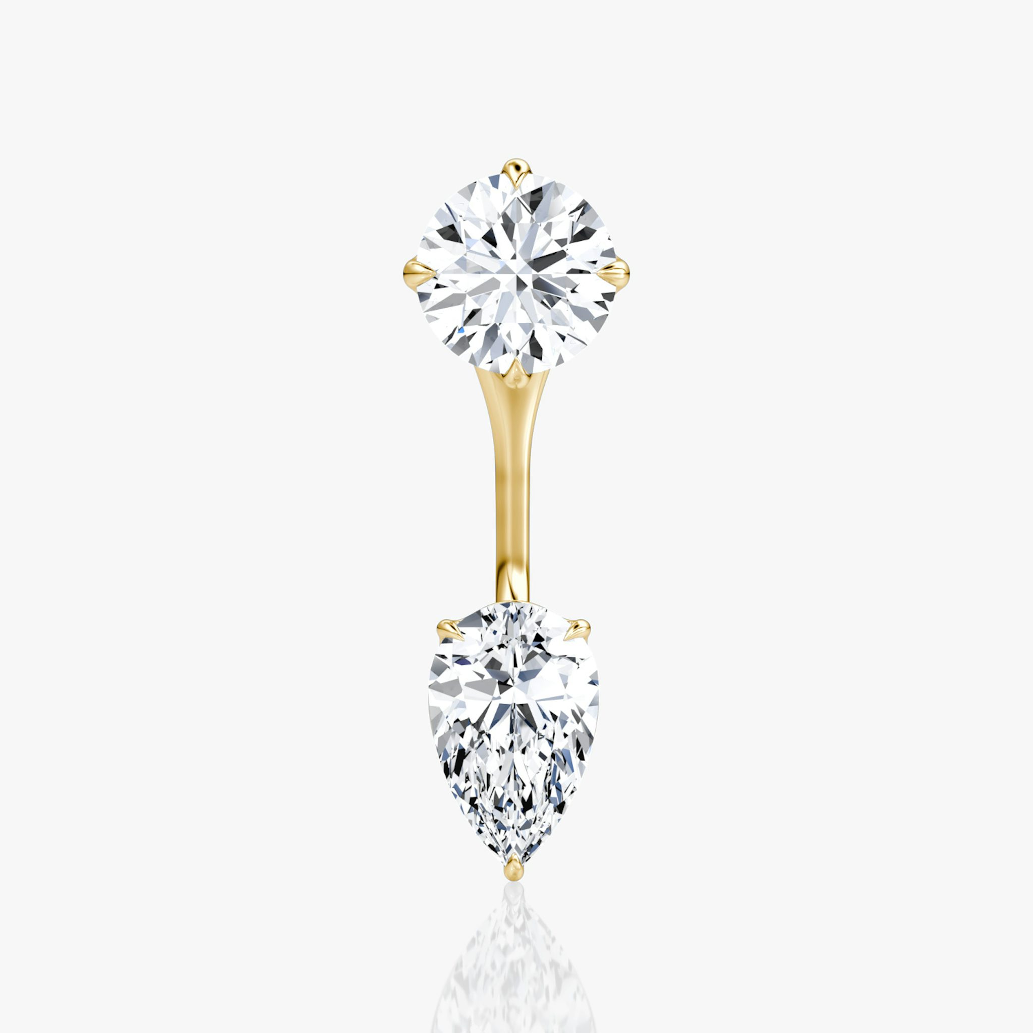 Solitaire Stud & Ear Jacket | 14k | Yellow Gold | bottomDiamondShape: Pear | topDiamondShape: Round Brilliant | caratWeight: 1ct