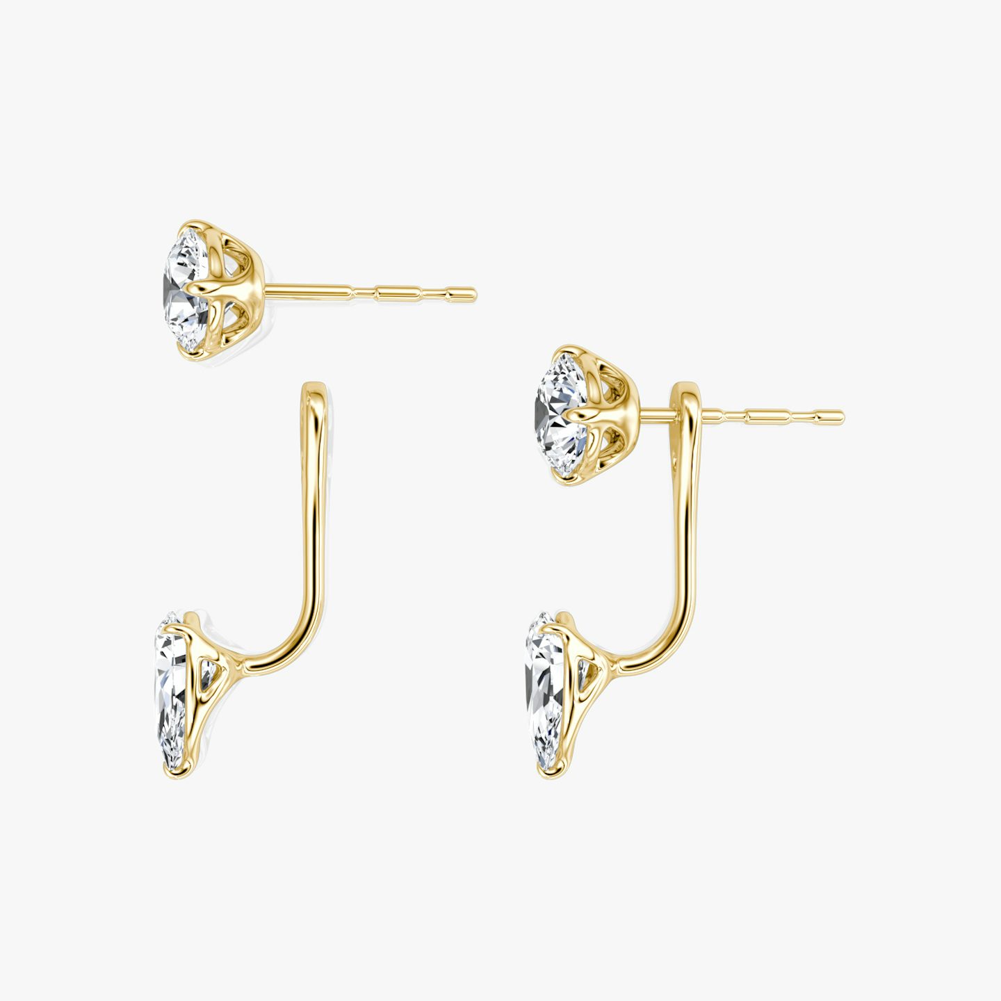 Solitaire Stud & Ear Jacket | 14k | Or jaune | bottomDiamondShape: Poire | topDiamondShape: Rond Brillant | caratWeight: 1ct