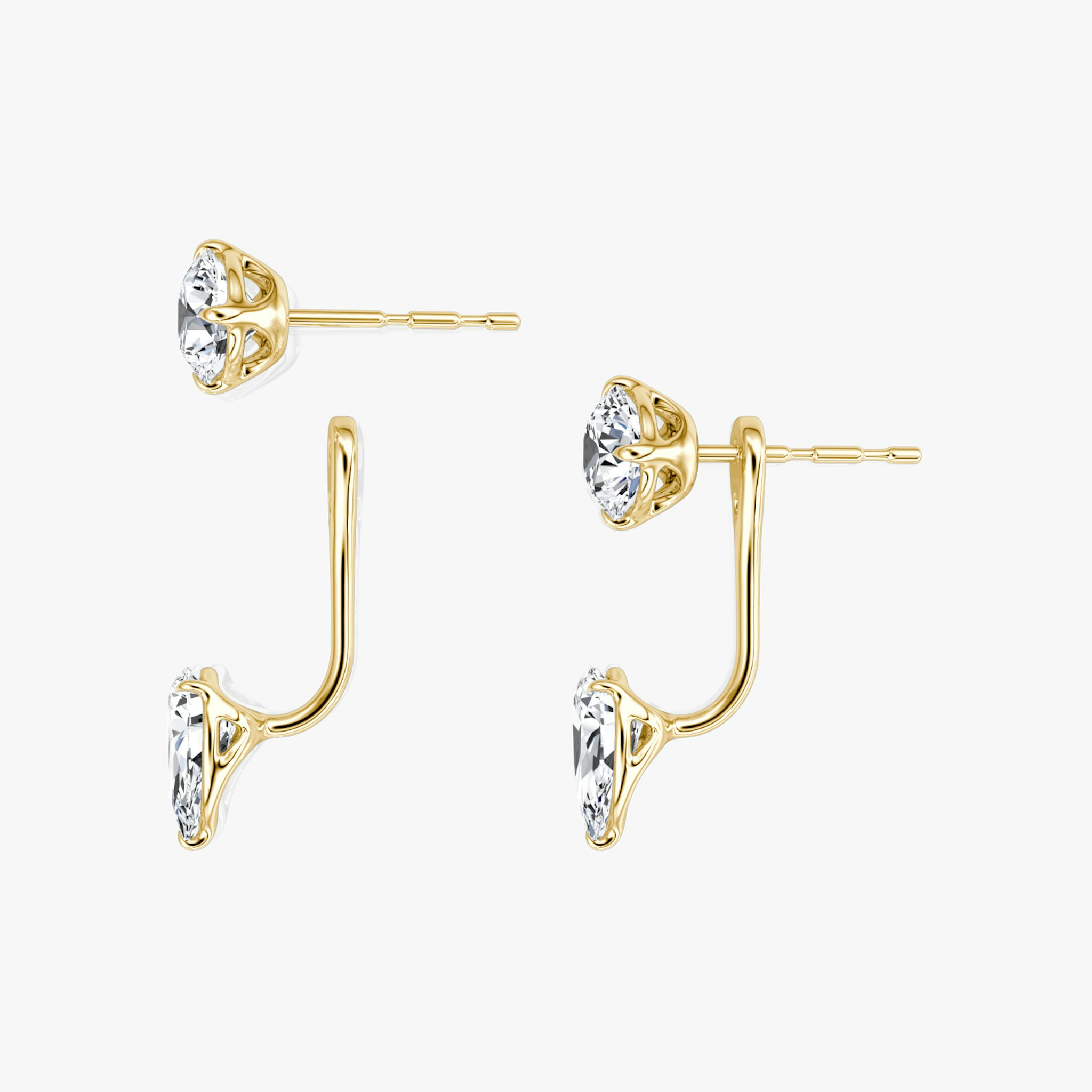 Solitaire Stud & Ear Jacket | 14k | Yellow Gold | bottomDiamondShape: Pear | topDiamondShape: Round Brilliant | caratWeight: 1ct