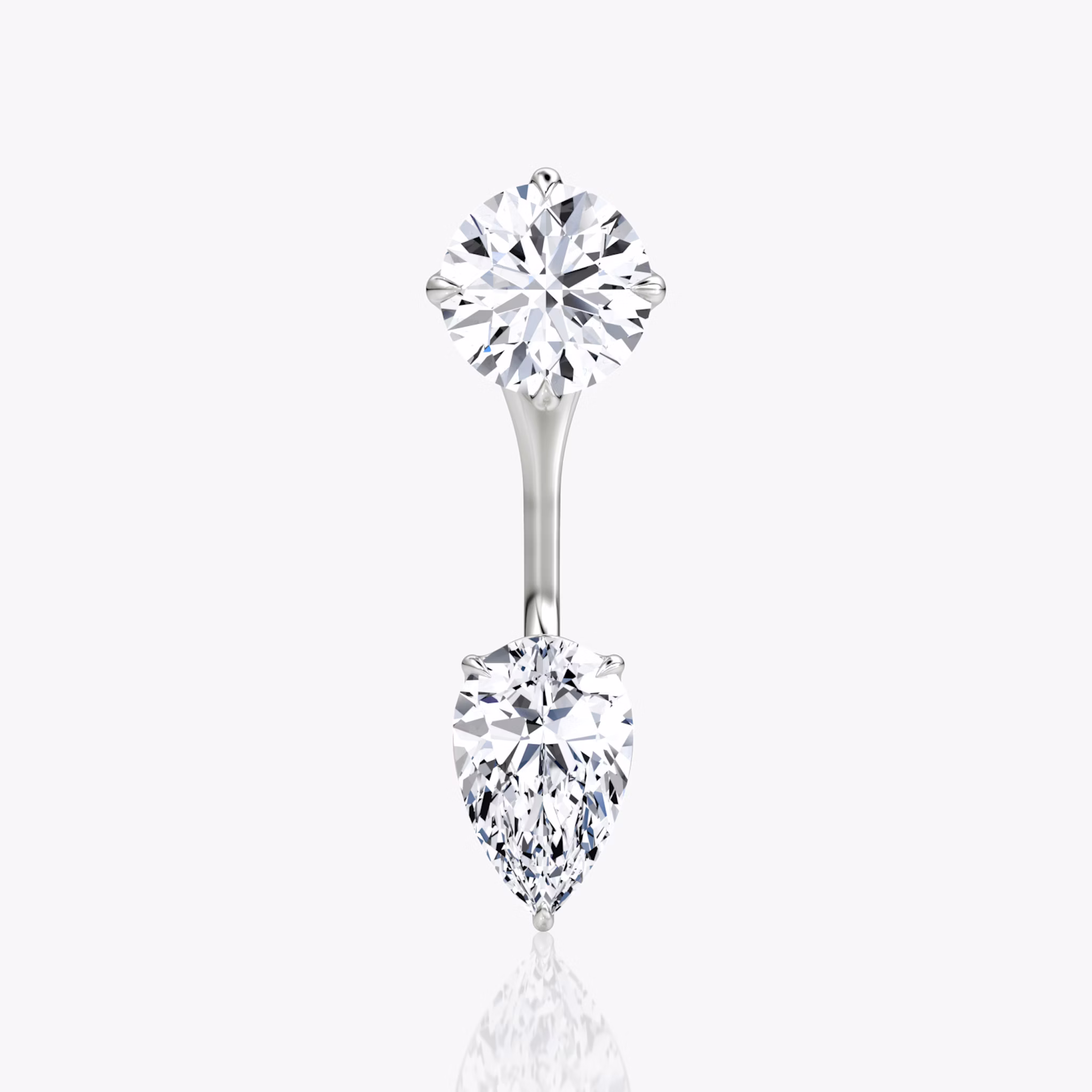 Solitaire Stud & Ear Jacket | 14k | White Gold | bottomDiamondShape: Pear | topDiamondShape: Round Brilliant | caratWeight: 1ct
