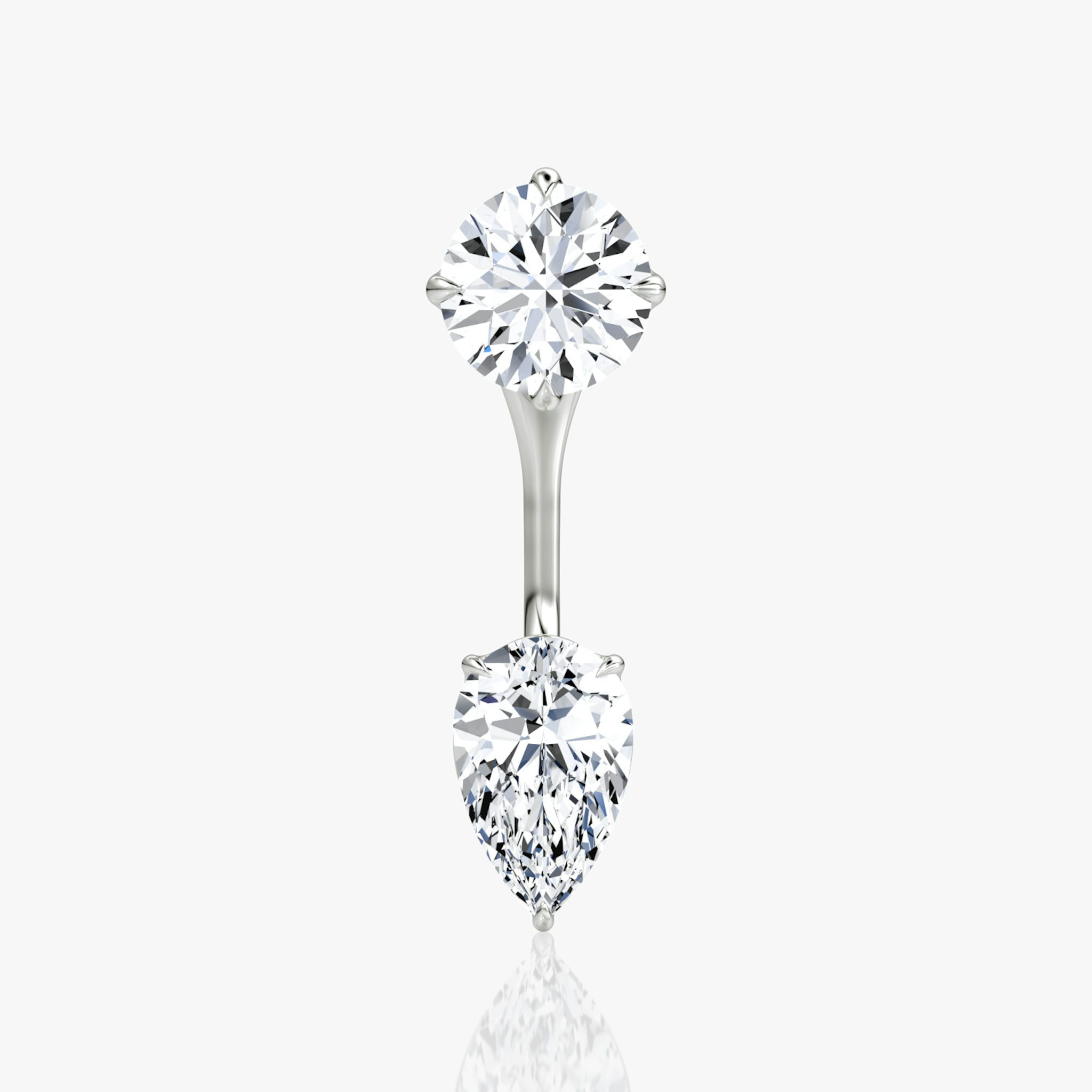 Solitaire Stud & Ear Jacket | 14k | White Gold | bottomDiamondShape: Pear | topDiamondShape: Round Brilliant | caratWeight: 1ct