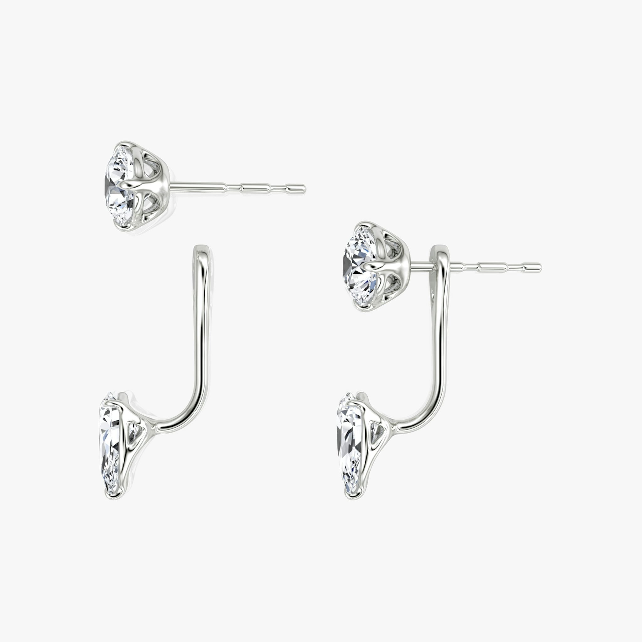 Solitaire Stud & Ear Jacket | 14k | White Gold | bottomDiamondShape: Pear | topDiamondShape: Round Brilliant | caratWeight: 1ct
