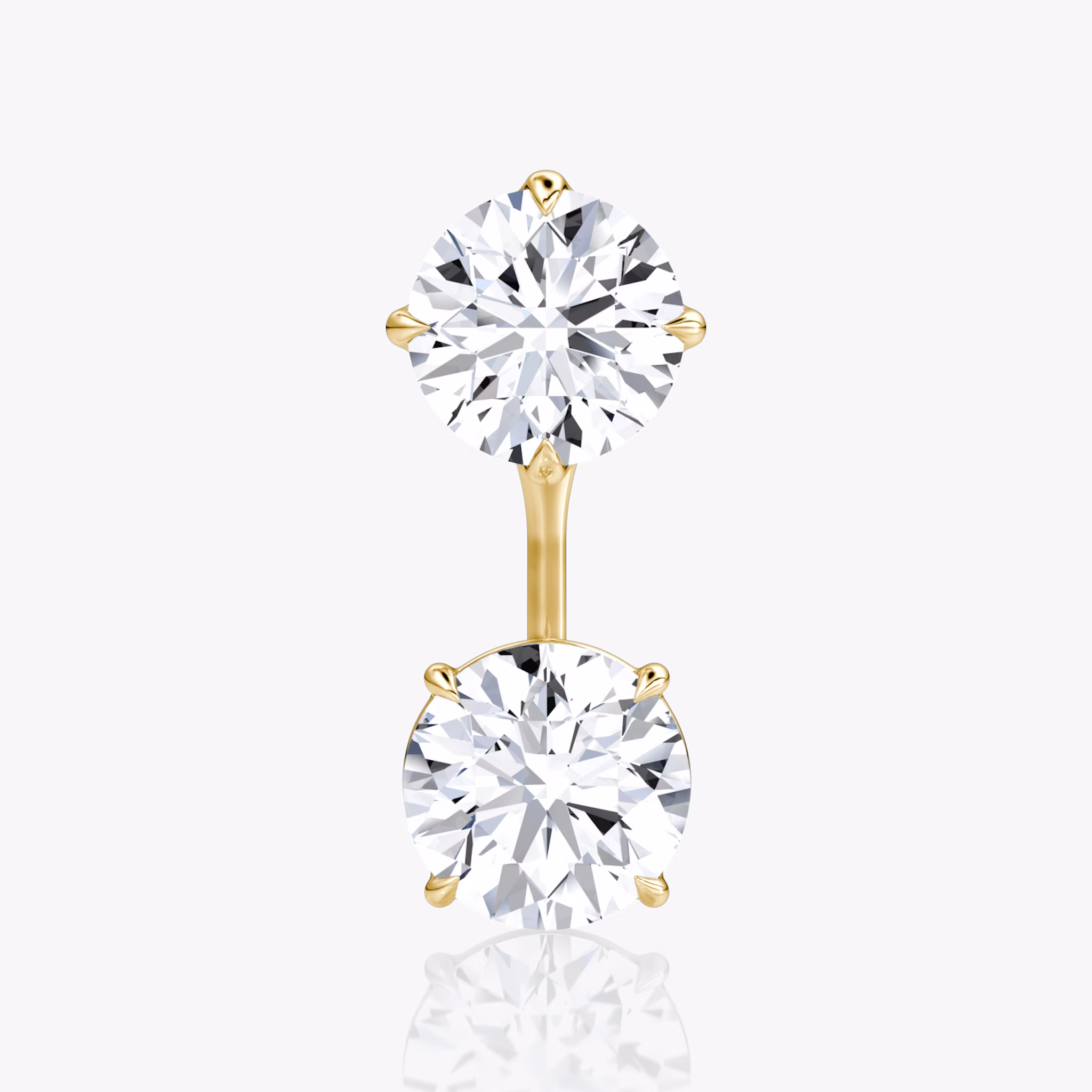 Solitaire Stud & Ear Jacket | 14k | Yellow Gold | bottomDiamondShape: Round Brilliant | topDiamondShape: Round Brilliant | caratWeight: 2ct