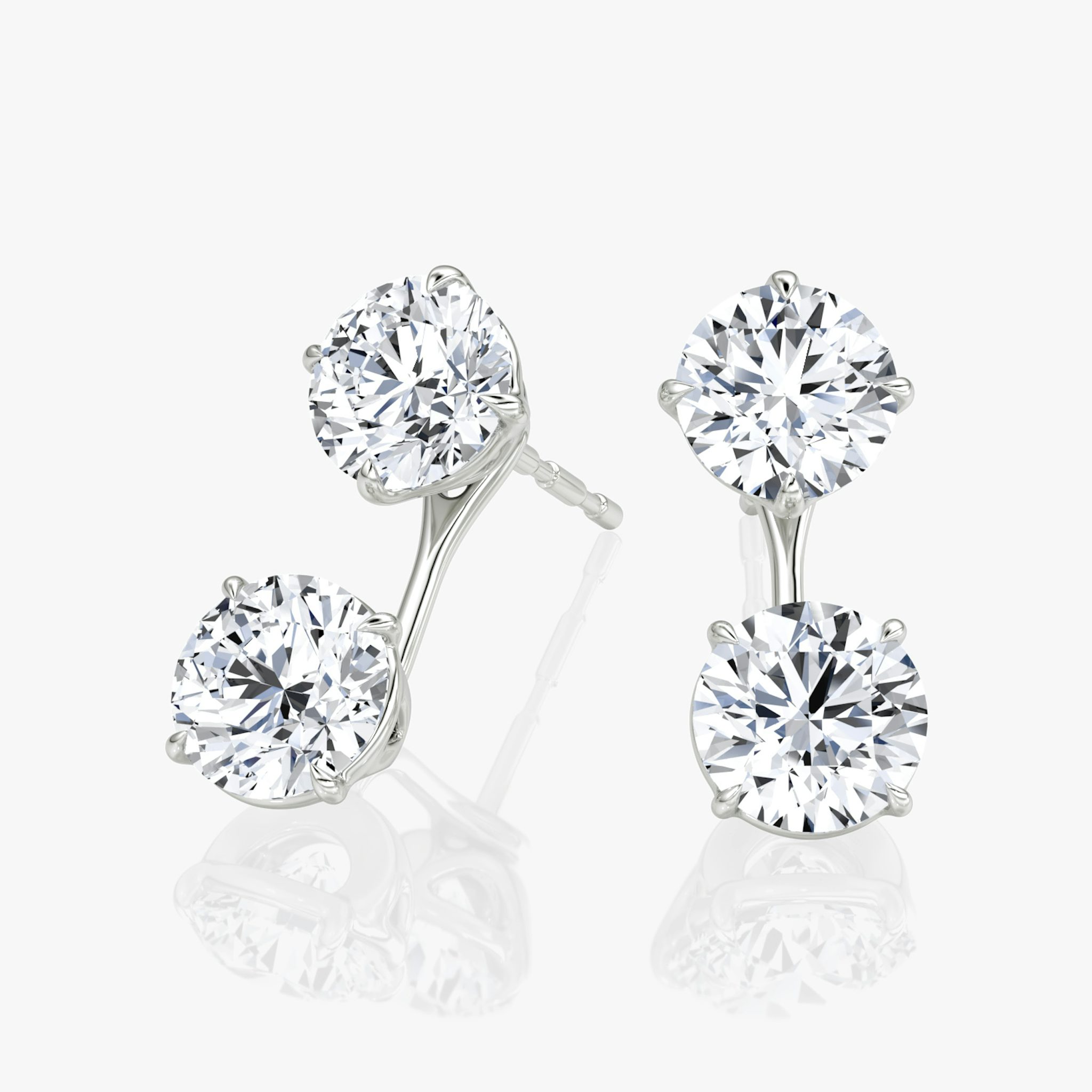 Solitaire Stud & Ear Jacket | 14k | White Gold | bottomDiamondShape: Round Brilliant | topDiamondShape: Round Brilliant | caratWeight: 2ct