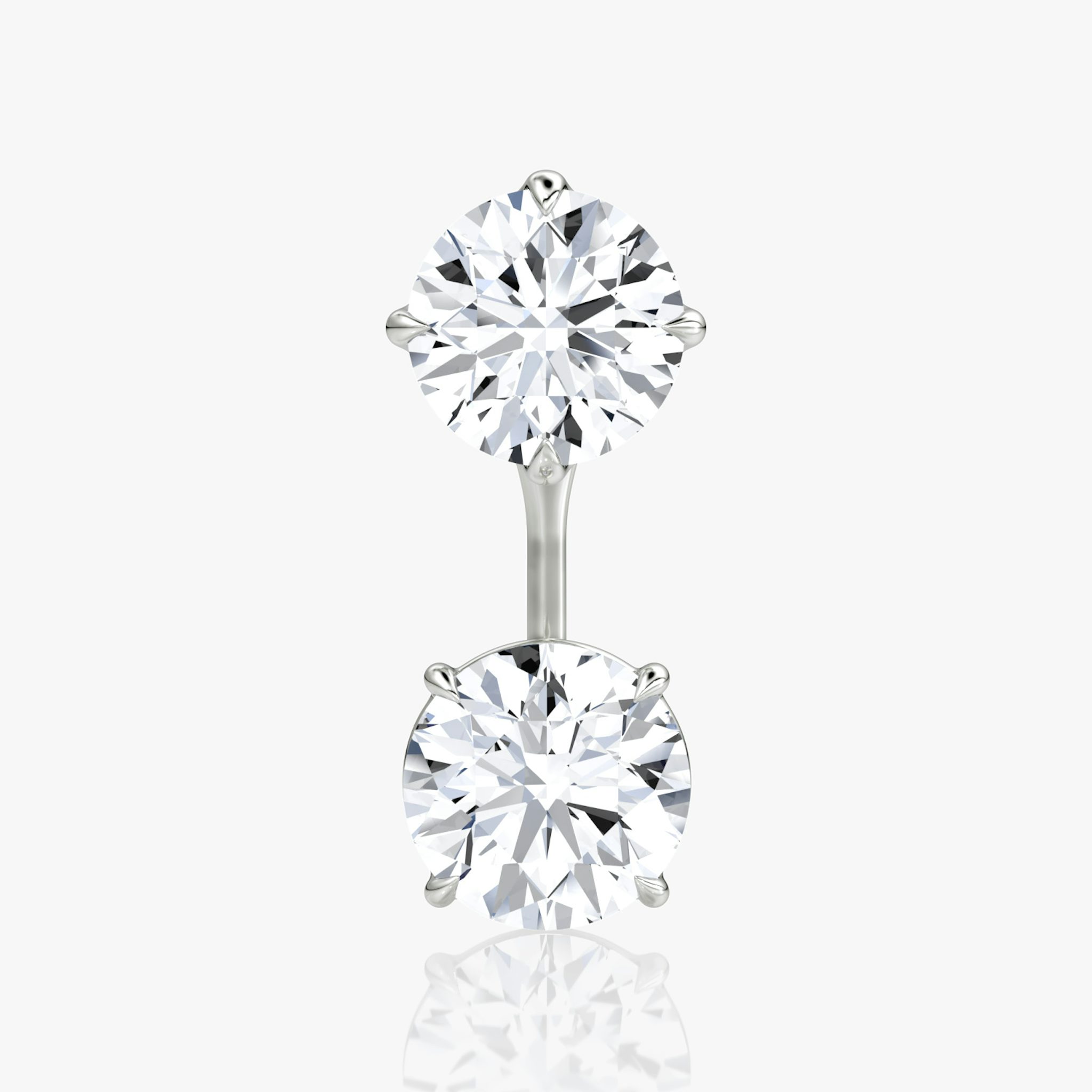 Solitaire Stud & Ear Jacket | 14k | White Gold | bottomDiamondShape: Round Brilliant | topDiamondShape: Round Brilliant | caratWeight: 2ct