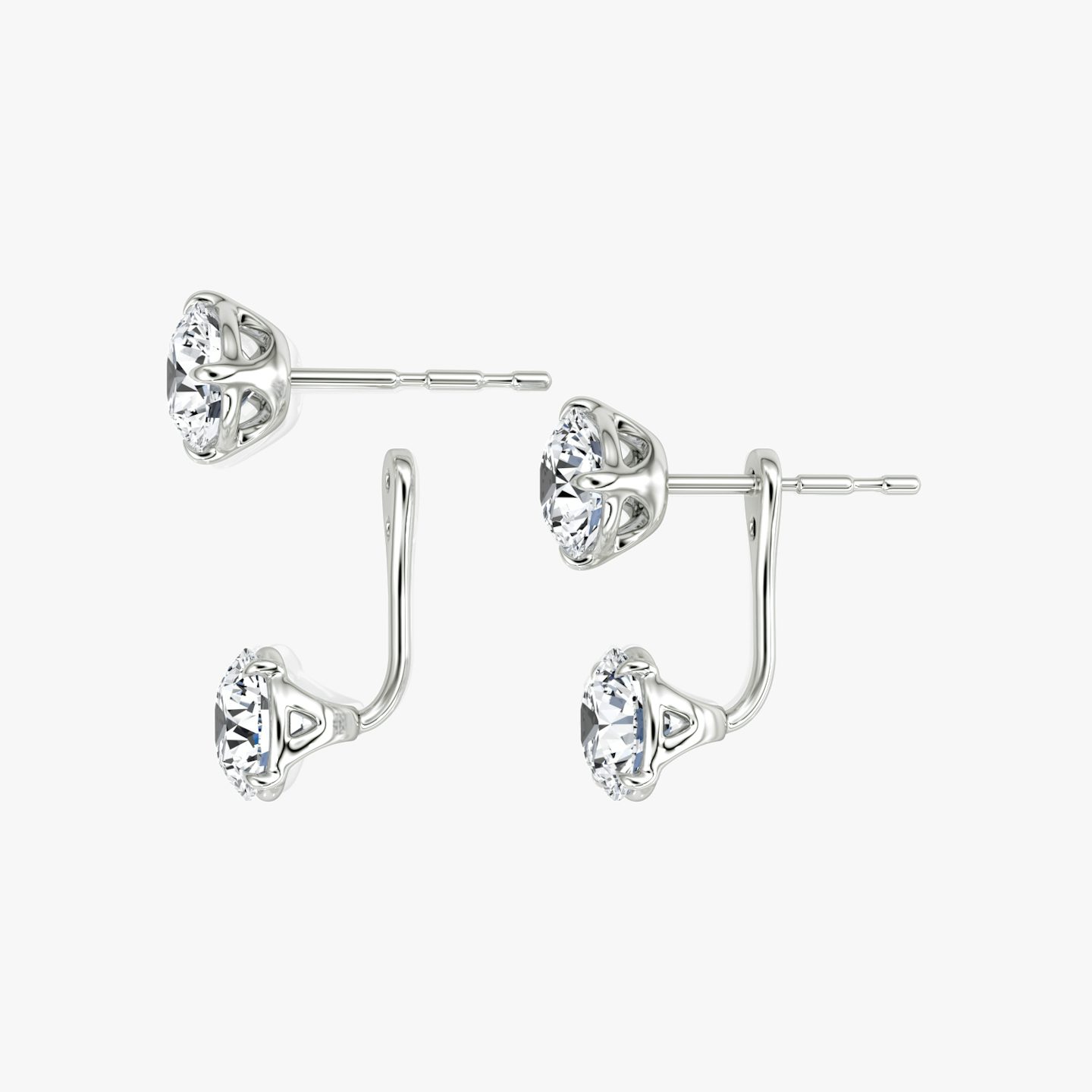 Solitär Ohrstecker & Ear Jacket | 14k | Weißgold | bottomDiamondShape: Rund | topDiamondShape: Rund | caratWeight: 2ct